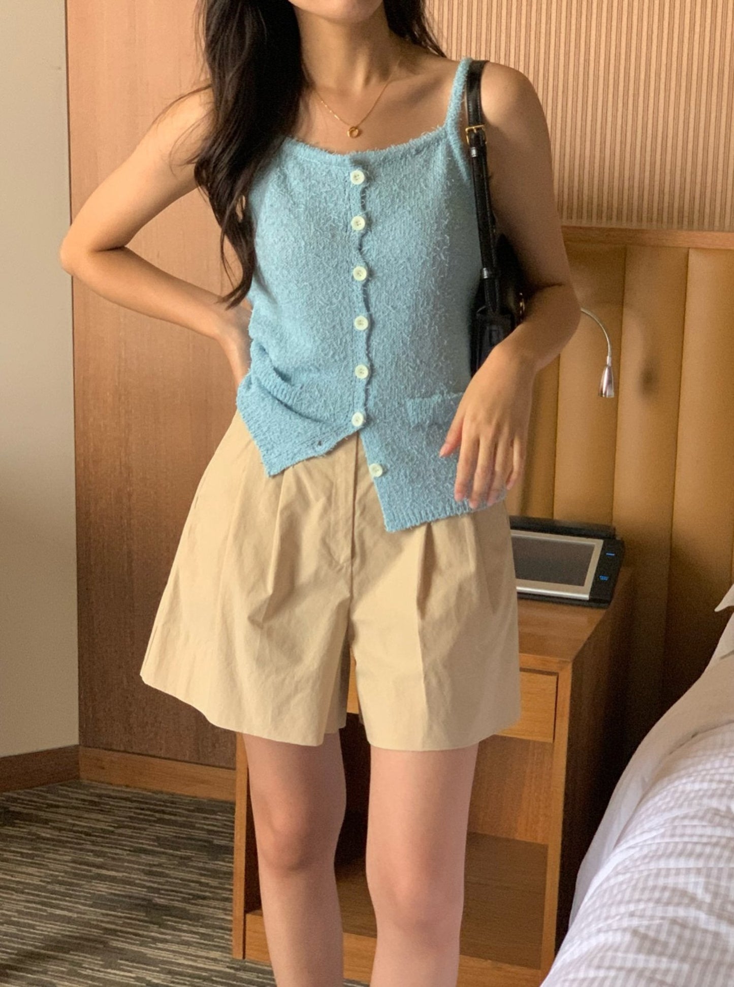 Button Bustier Knit Cami