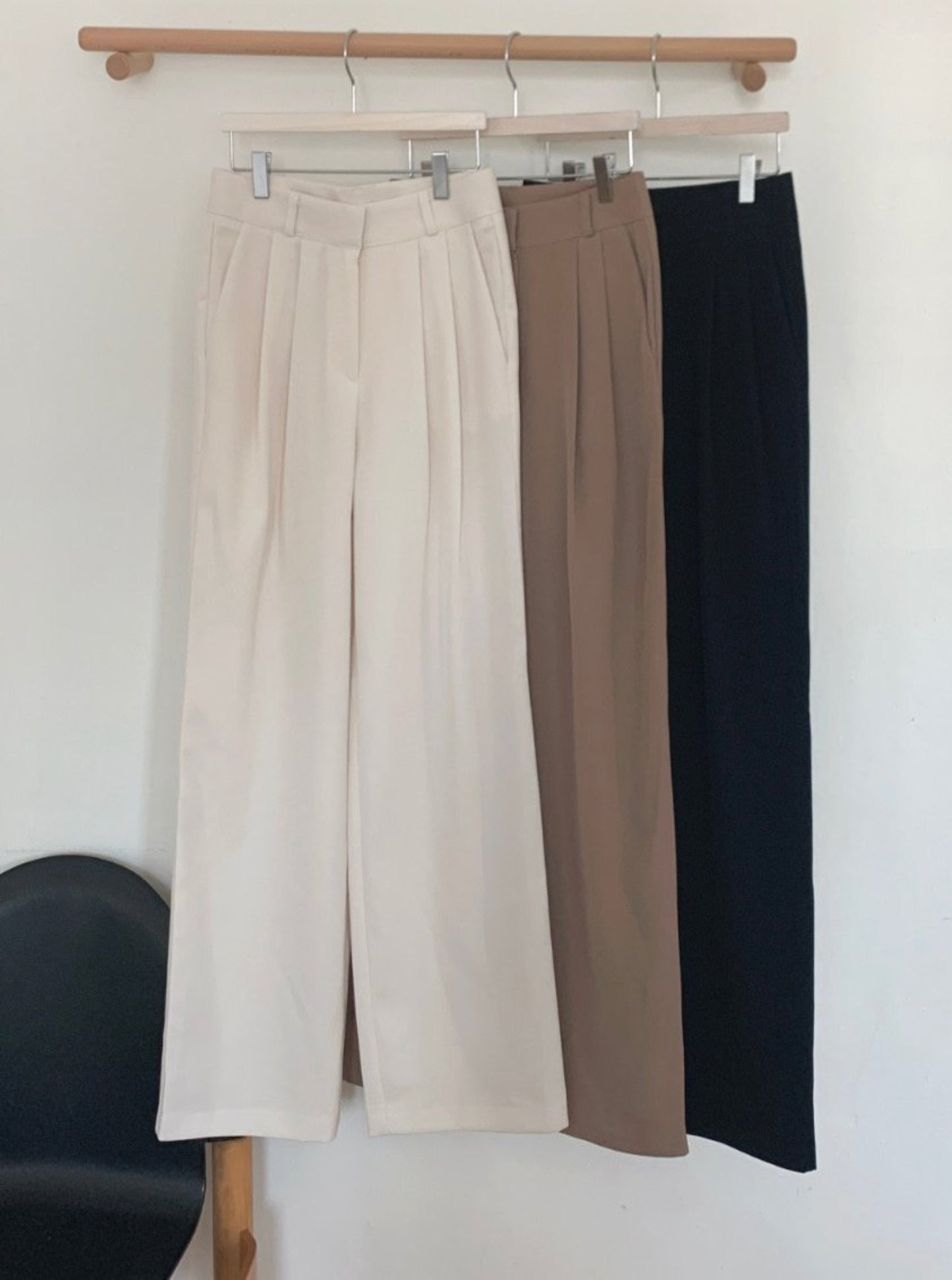 High Waisted Pleated Wide Trouser