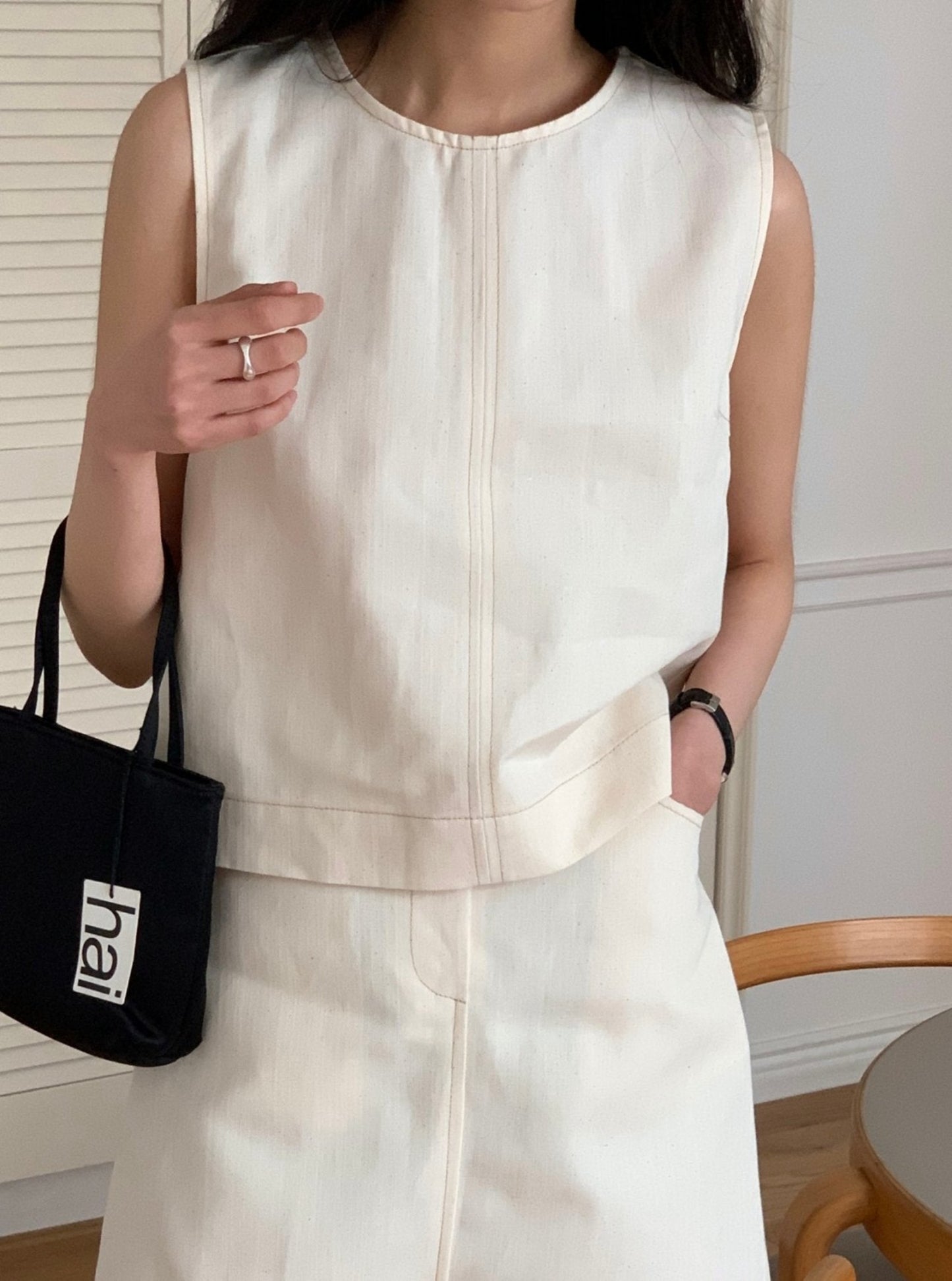 Denim Linen Sleeveless Top
