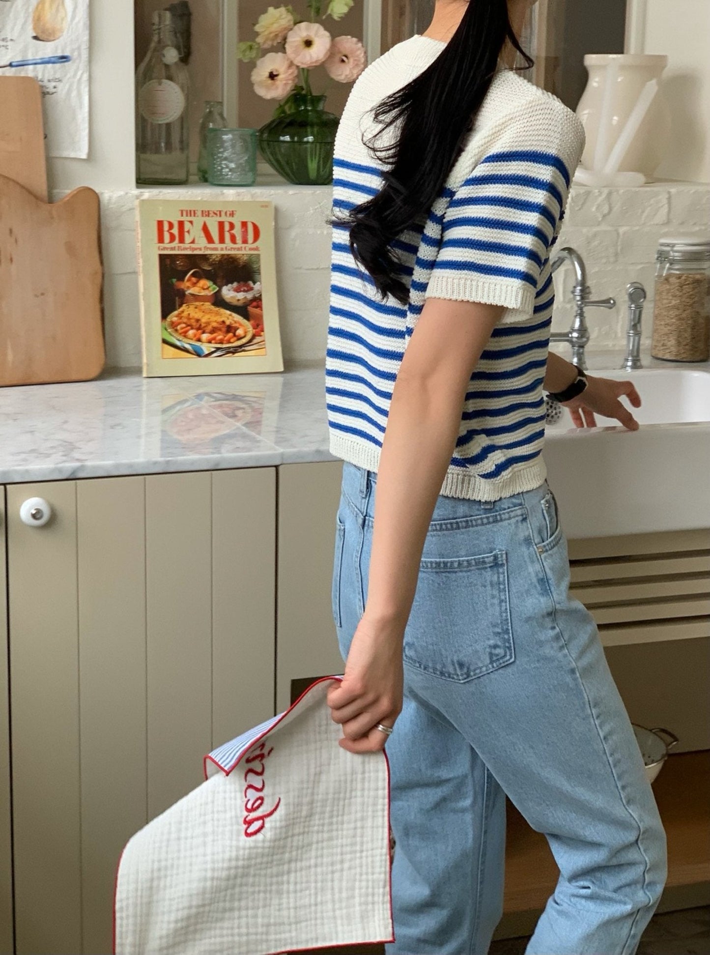 Stripe Short Sleeve Knit Top