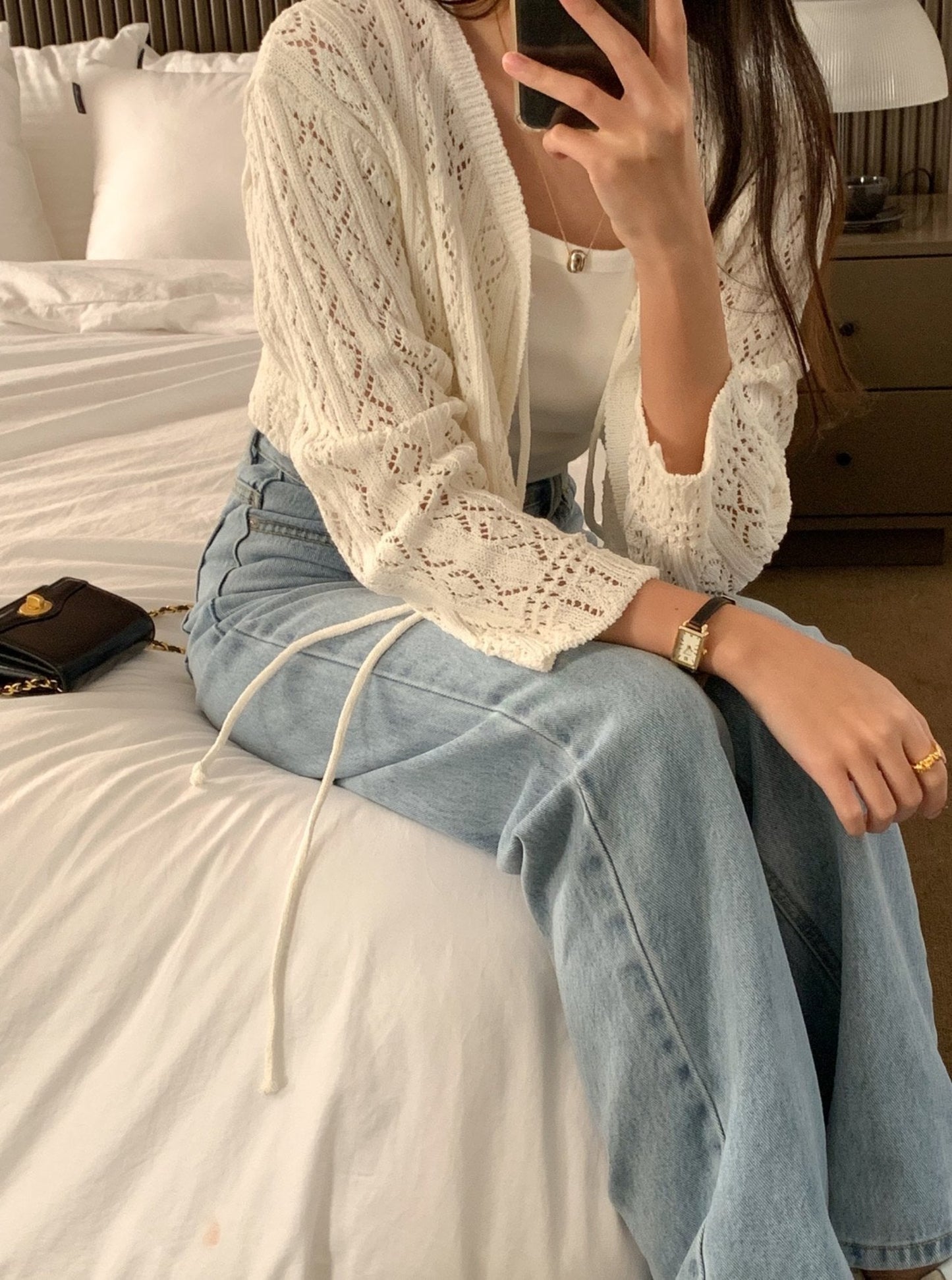 Bolero Eyelet Cardigan