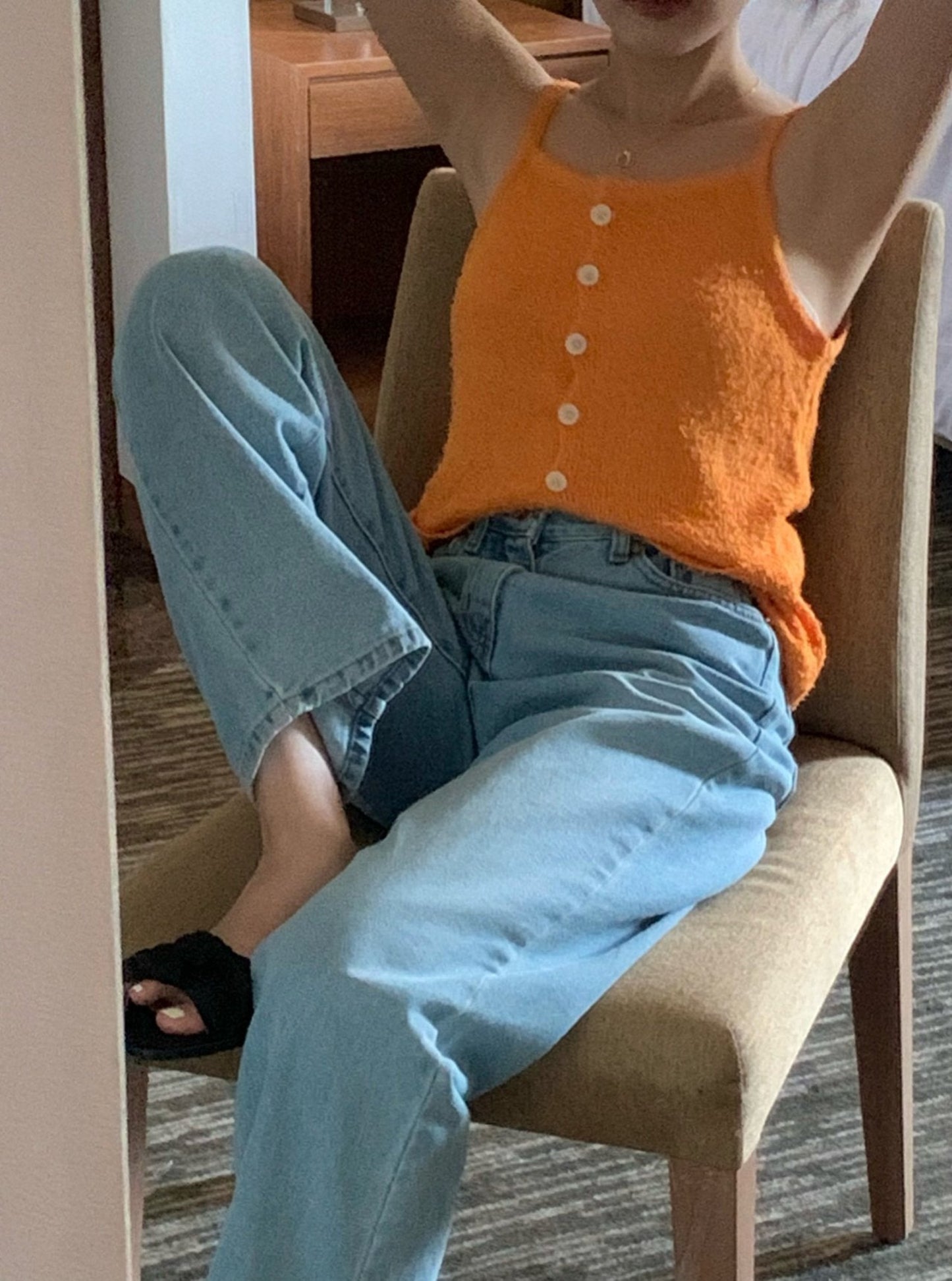 Button Bustier Knit Cami