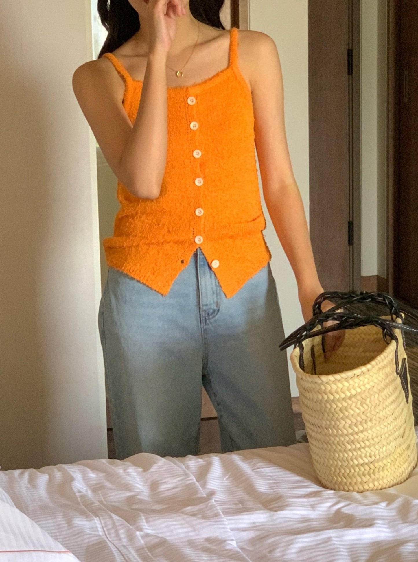 Button Bustier Knit Cami