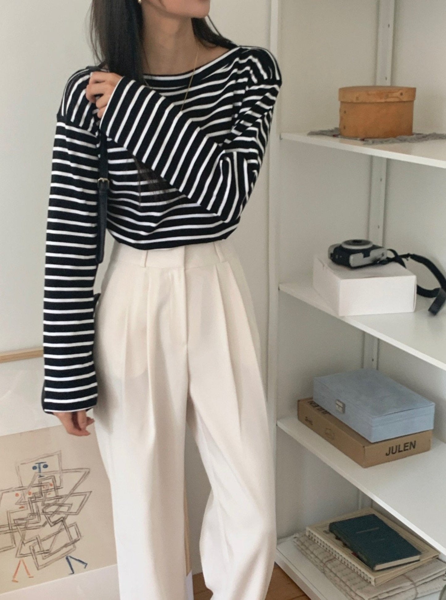 High Waisted Pleated Wide Trouser