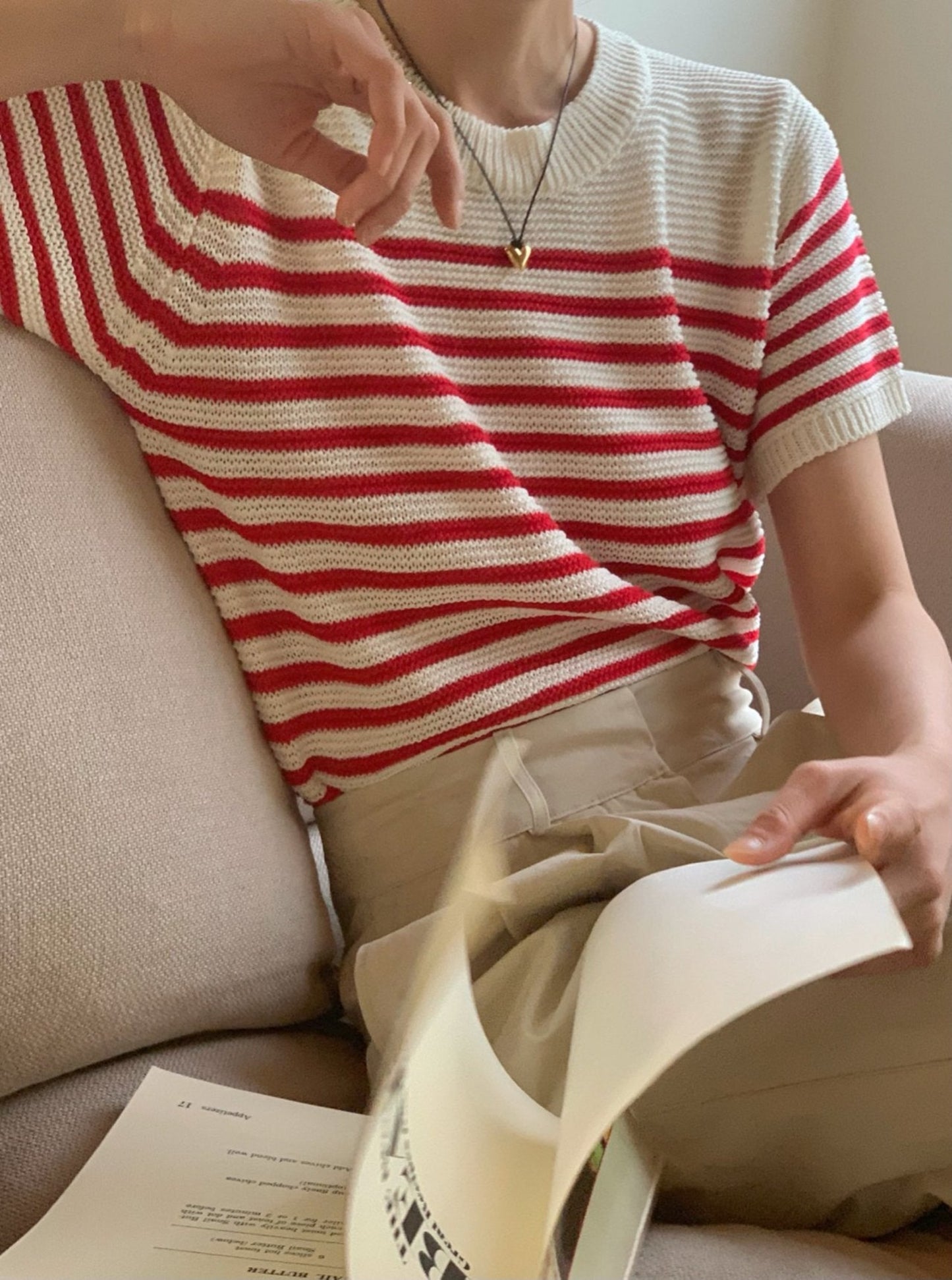 Stripe Short Sleeve Knit Top