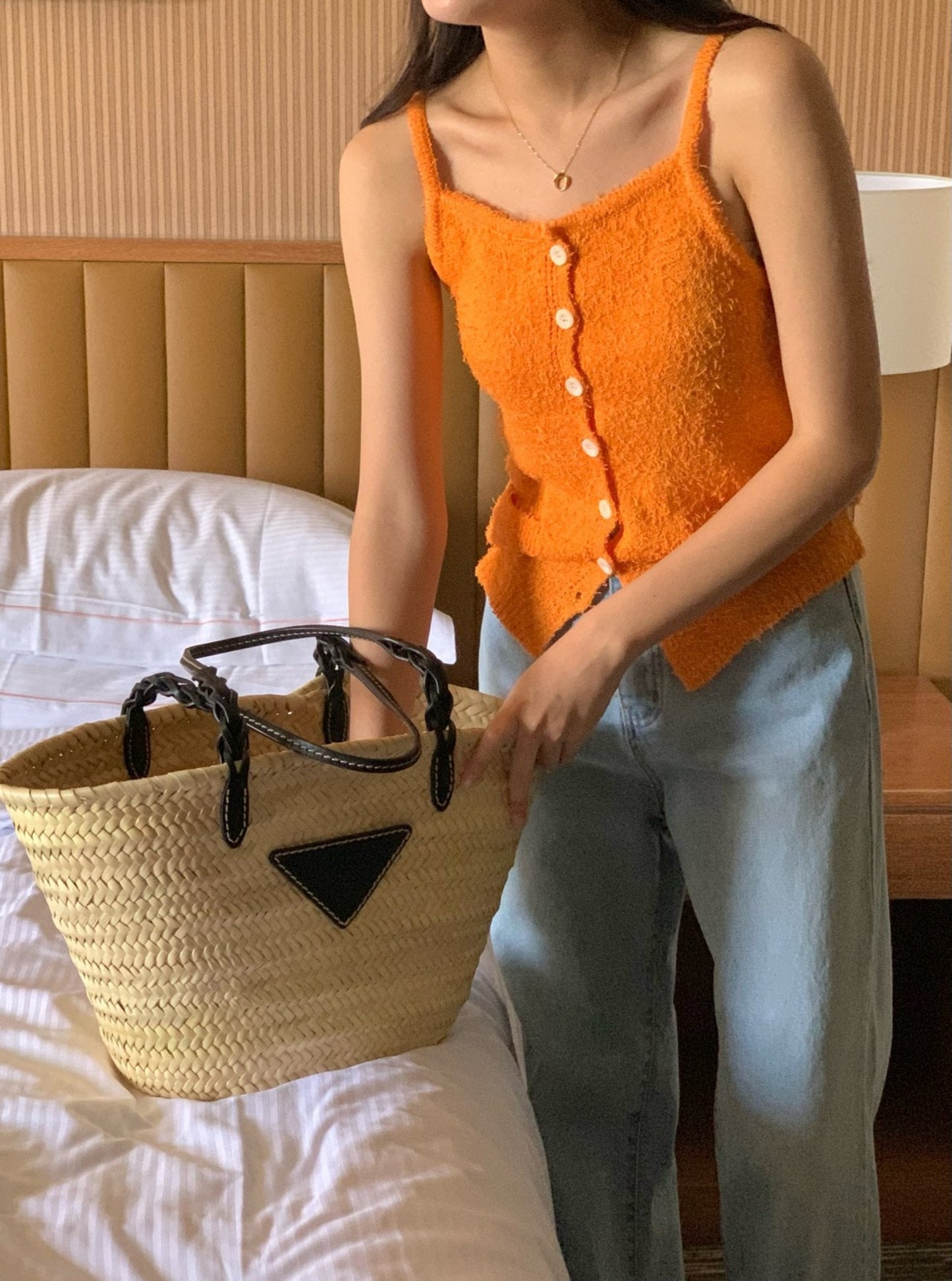 Button Bustier Knit Cami