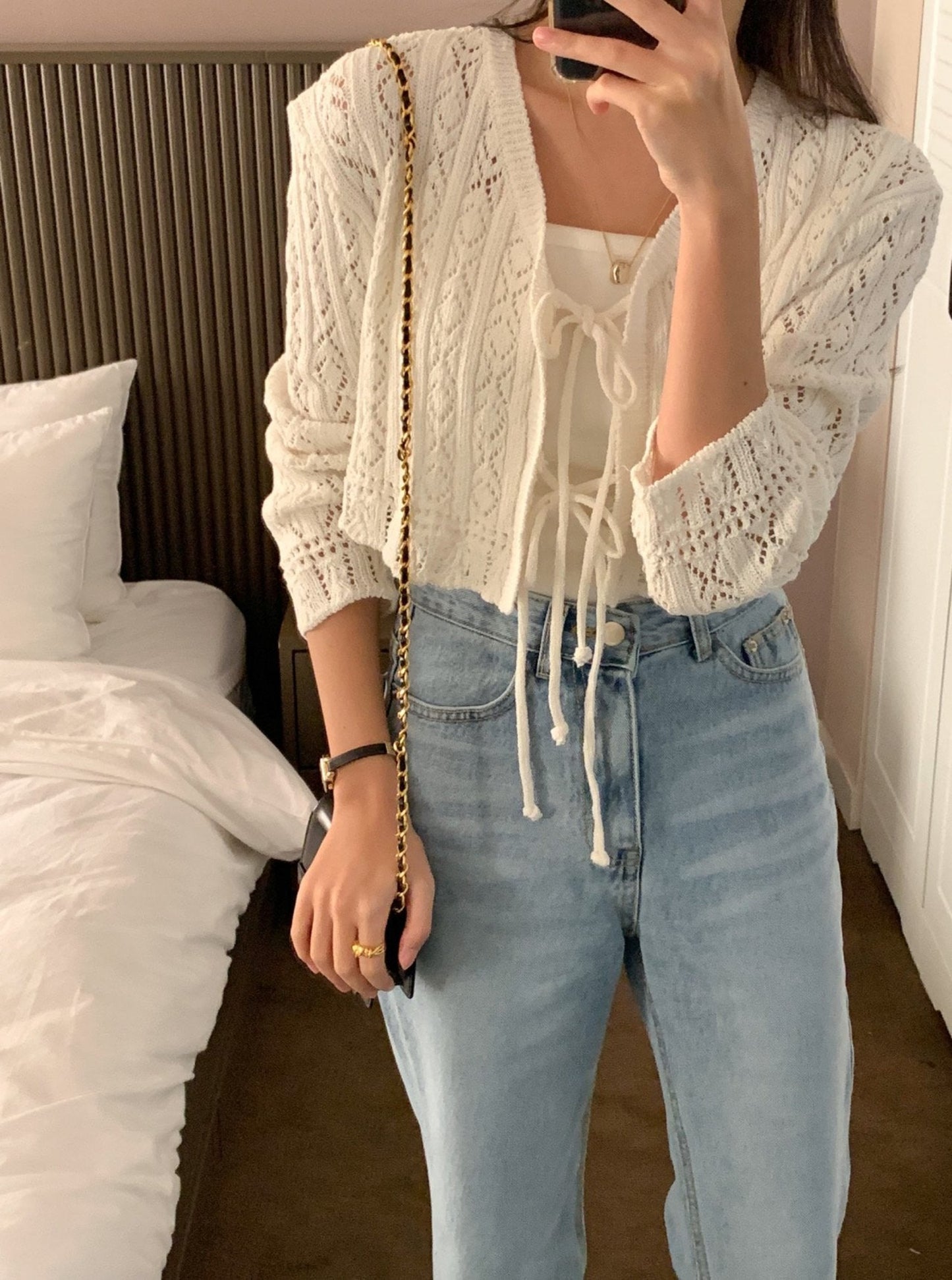 Bolero Eyelet Cardigan