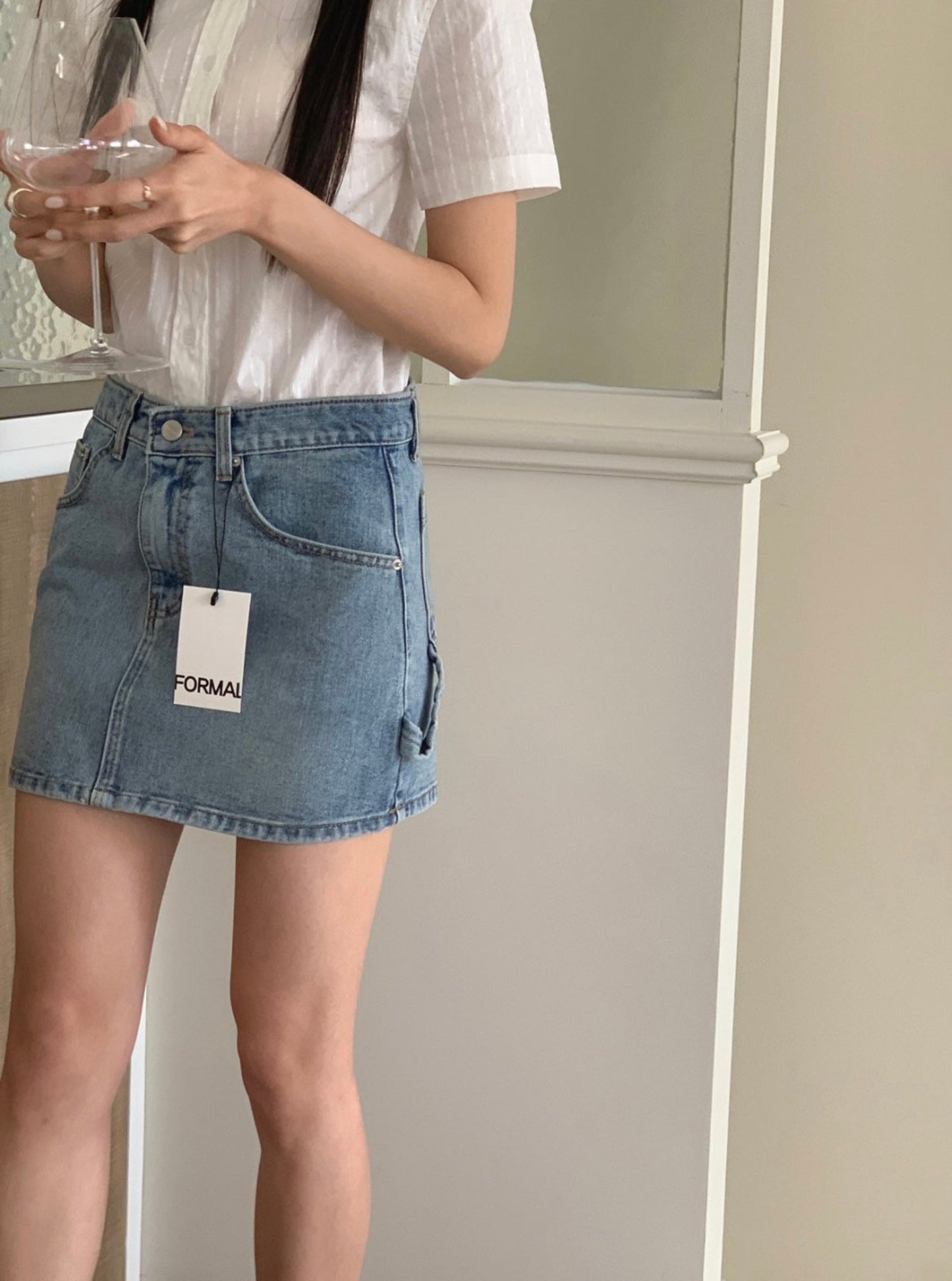 Low Rise Denim Utility Skirt