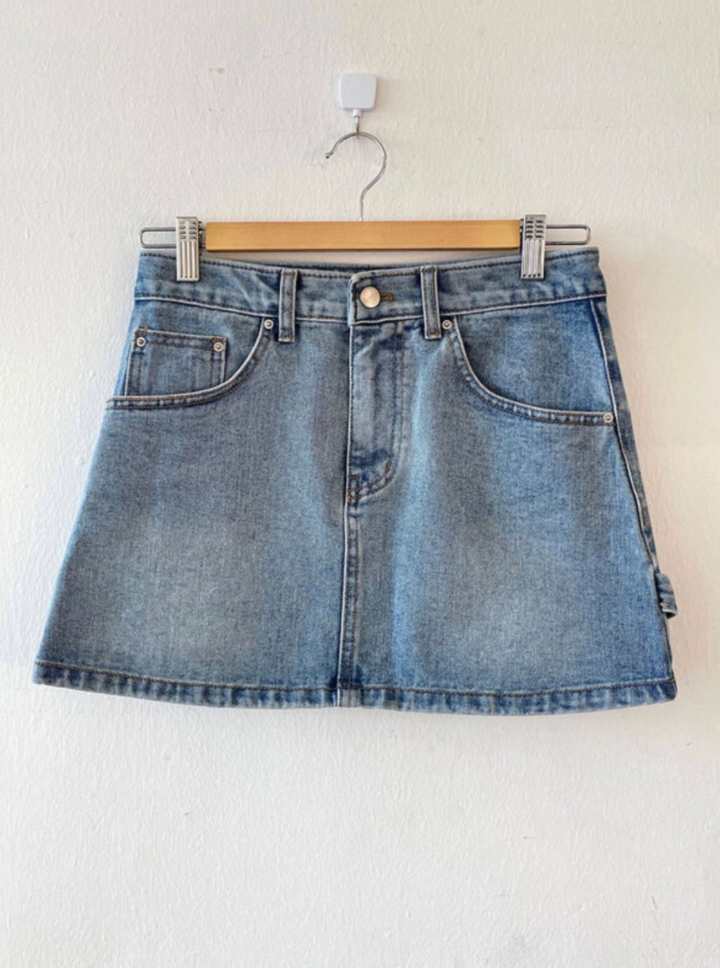 Low Rise Denim Utility Skirt