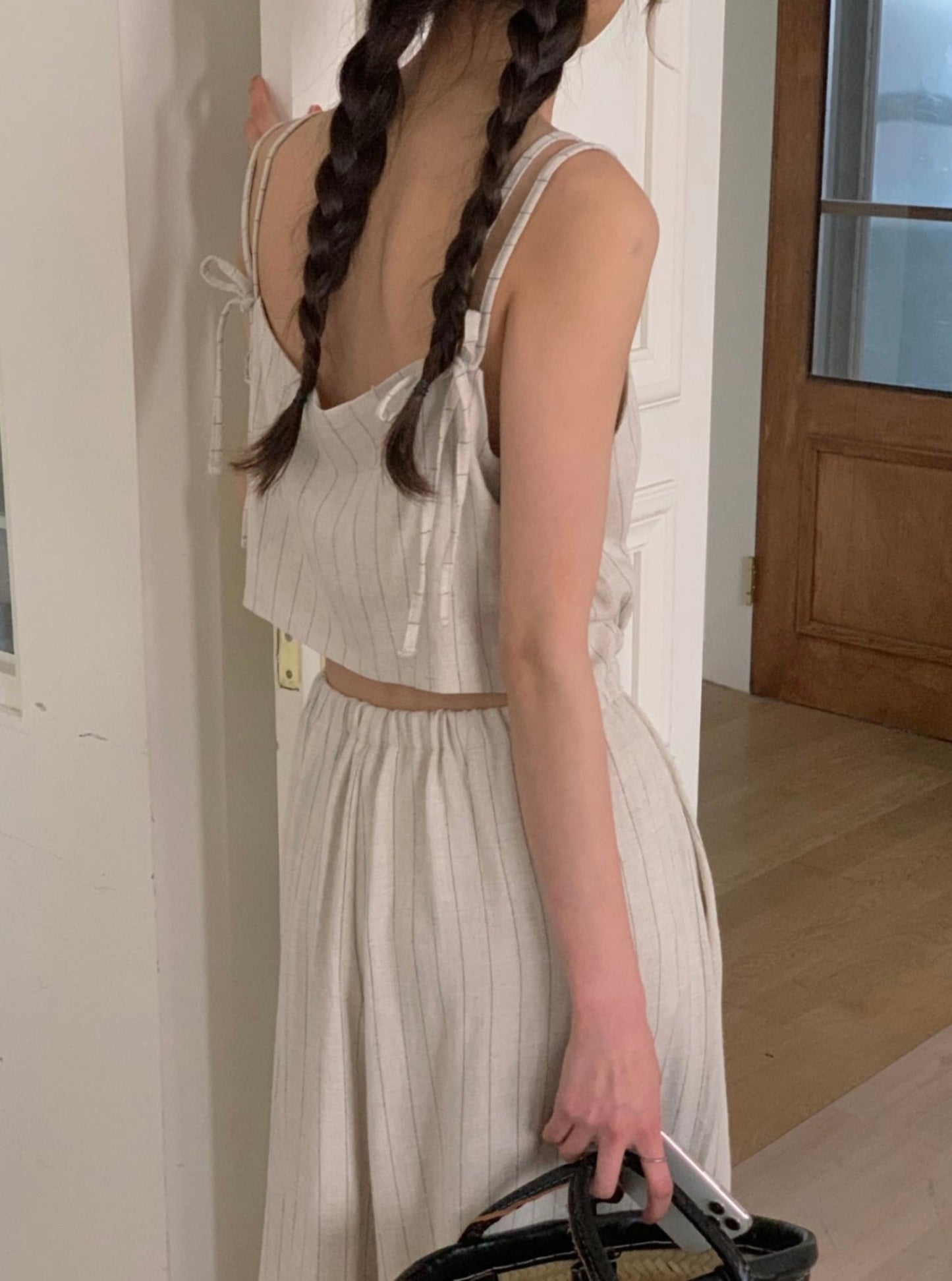 Stripe Back Open Wide Jumpsuit