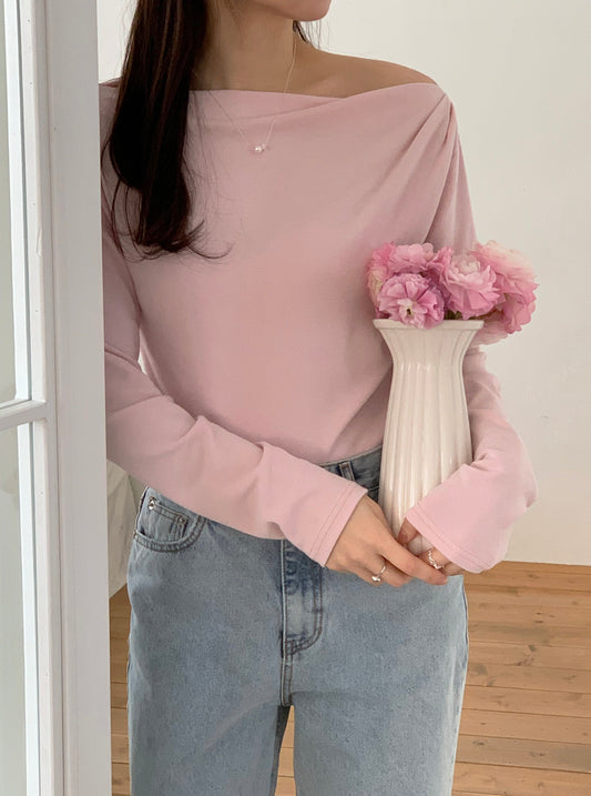 Off Shoulder Drape Knit Top