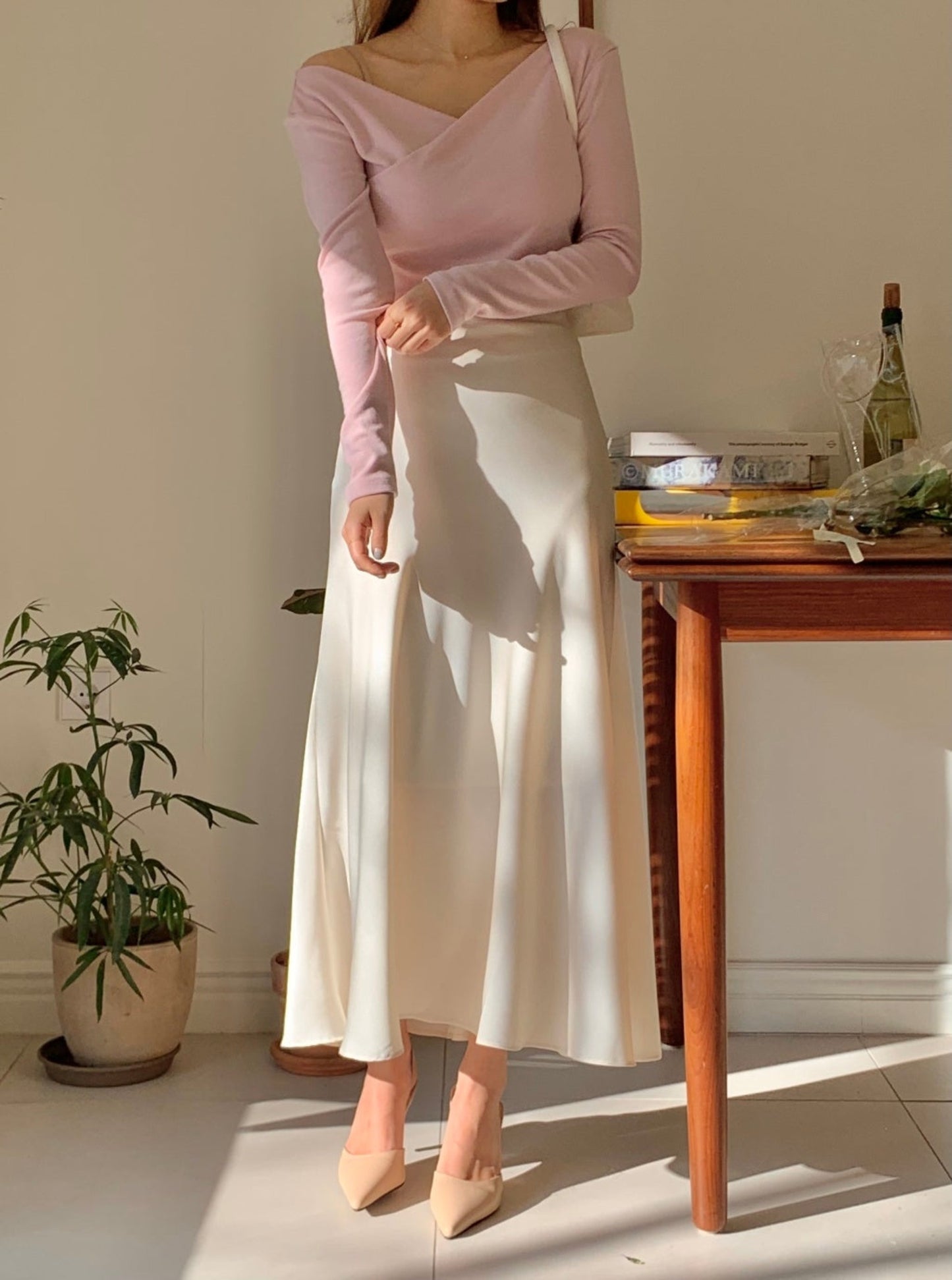 Satin Midi Skirt