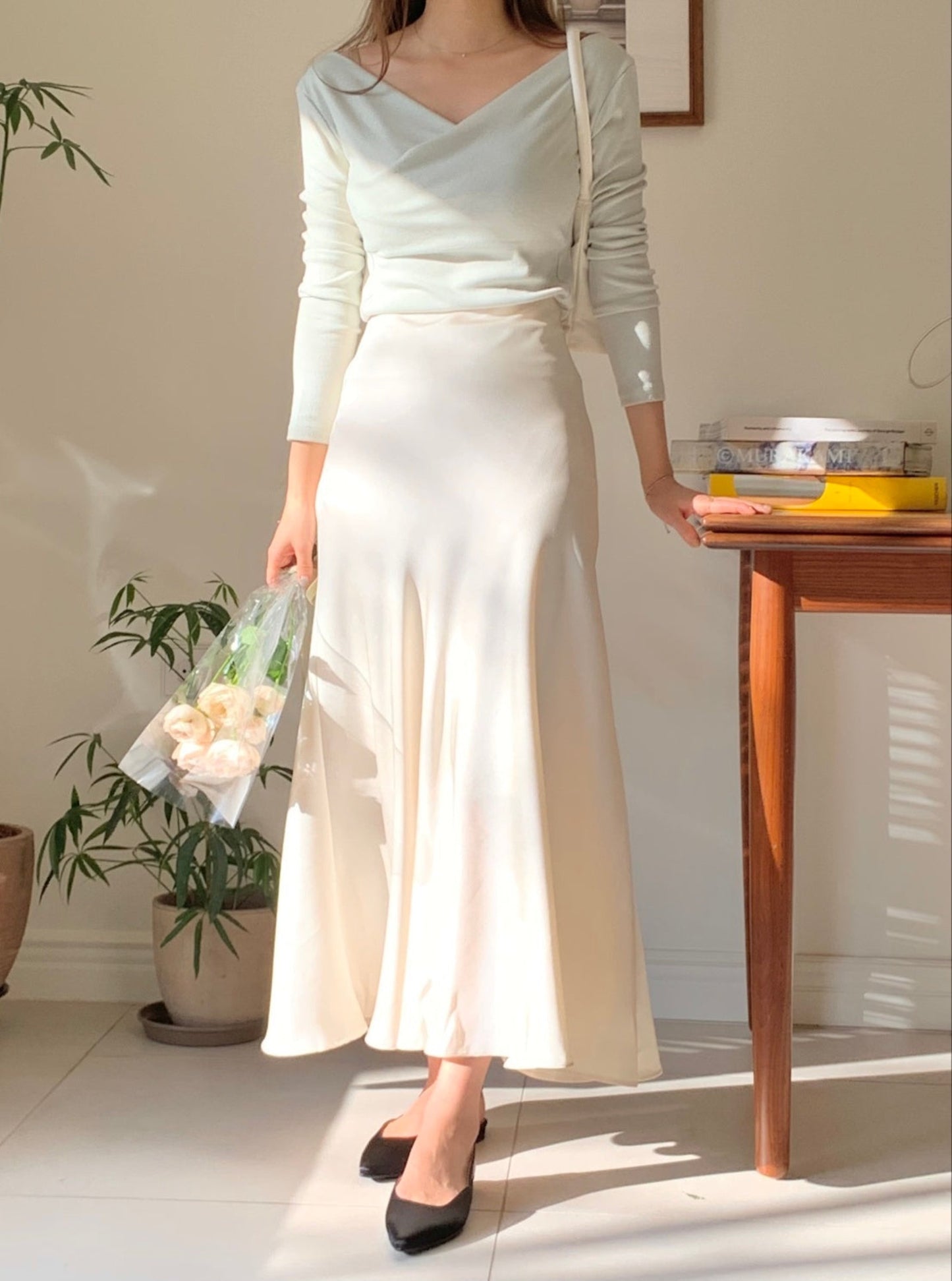 Satin Midi Skirt