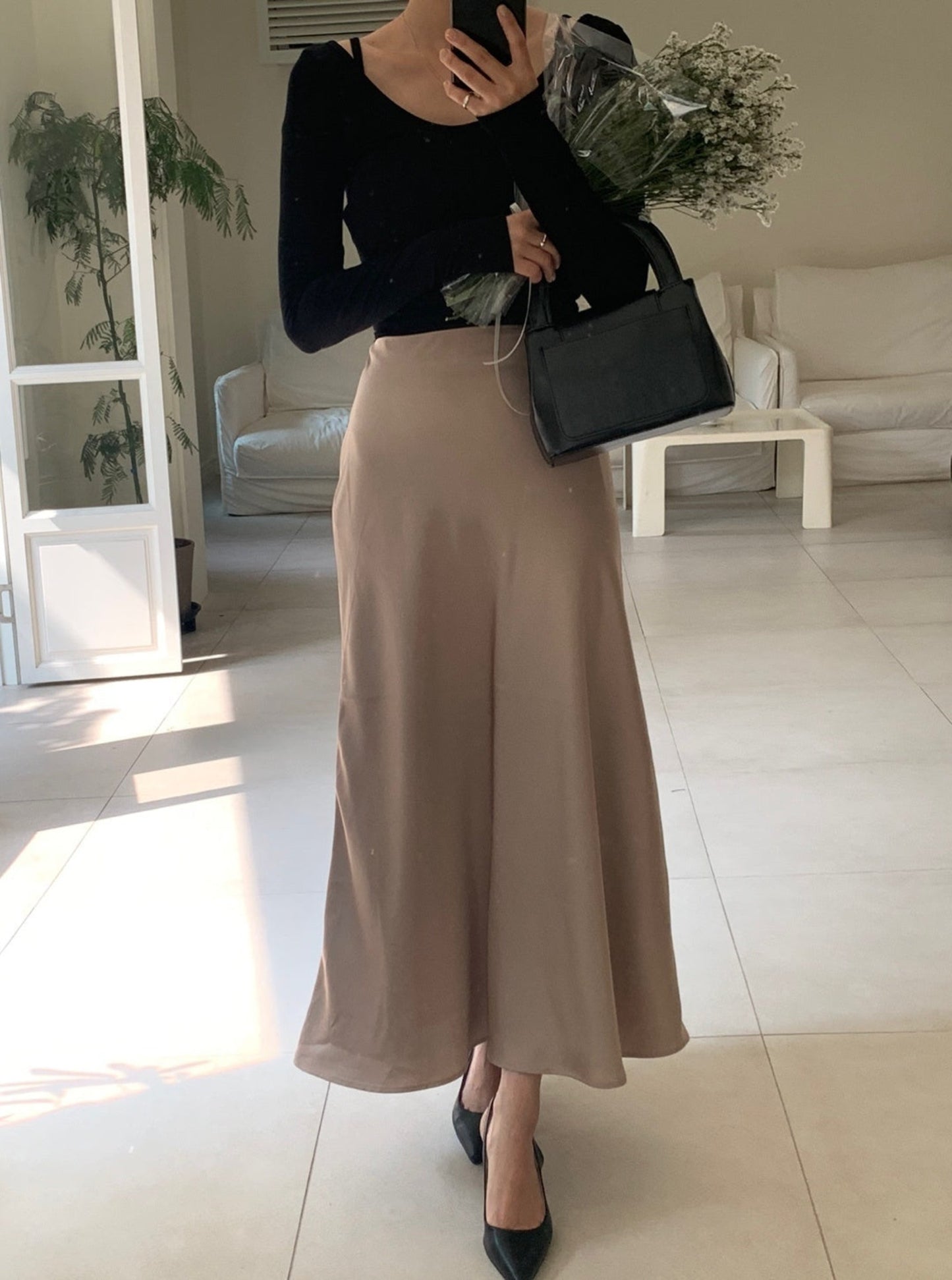 Satin Midi Skirt