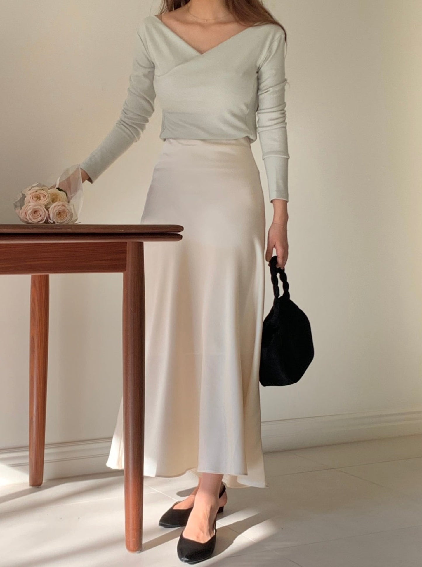 Satin Midi Skirt