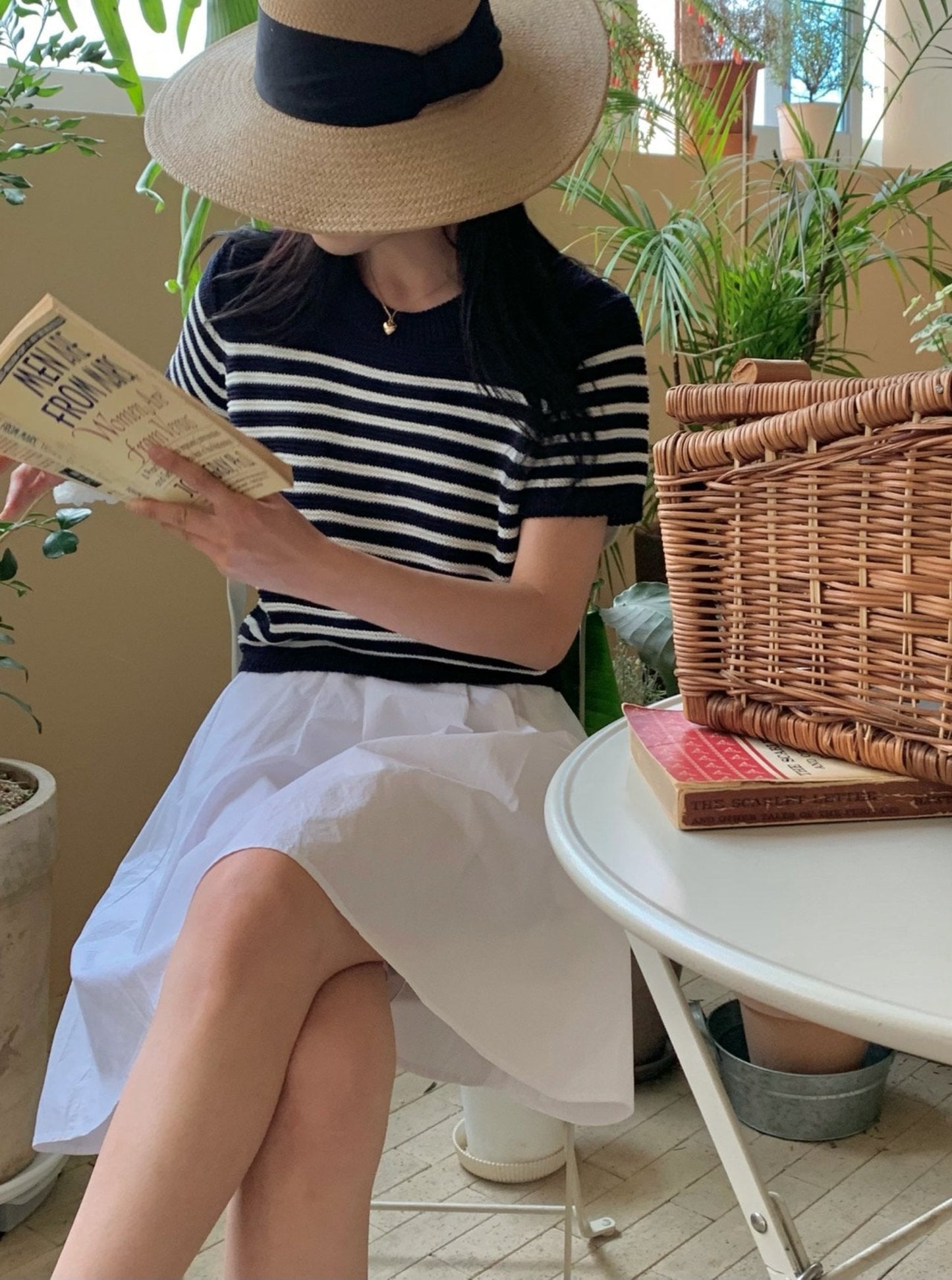 Stripe Short Sleeve Knit Top