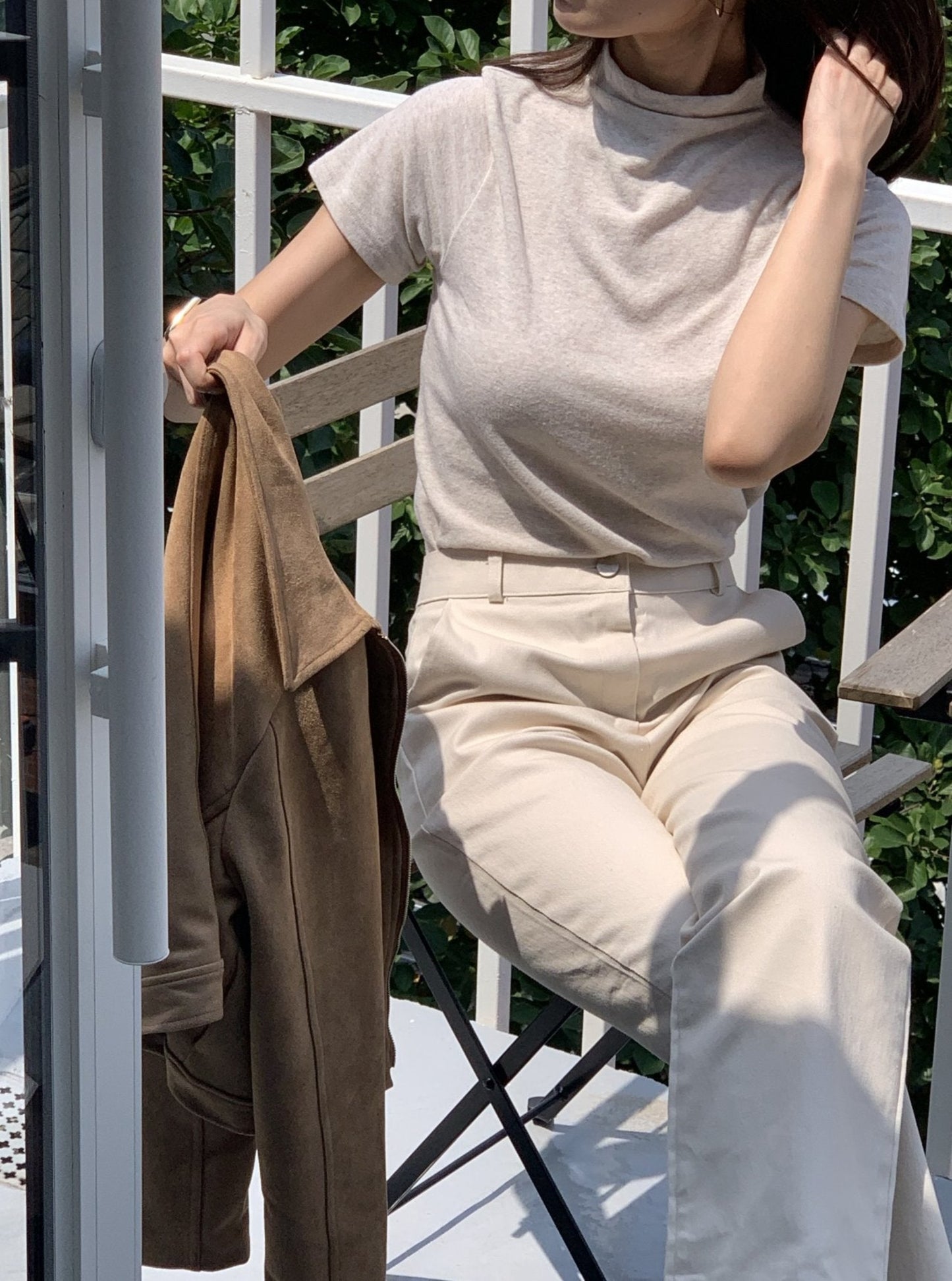 Mock Neck Short Sleeve Knit Top