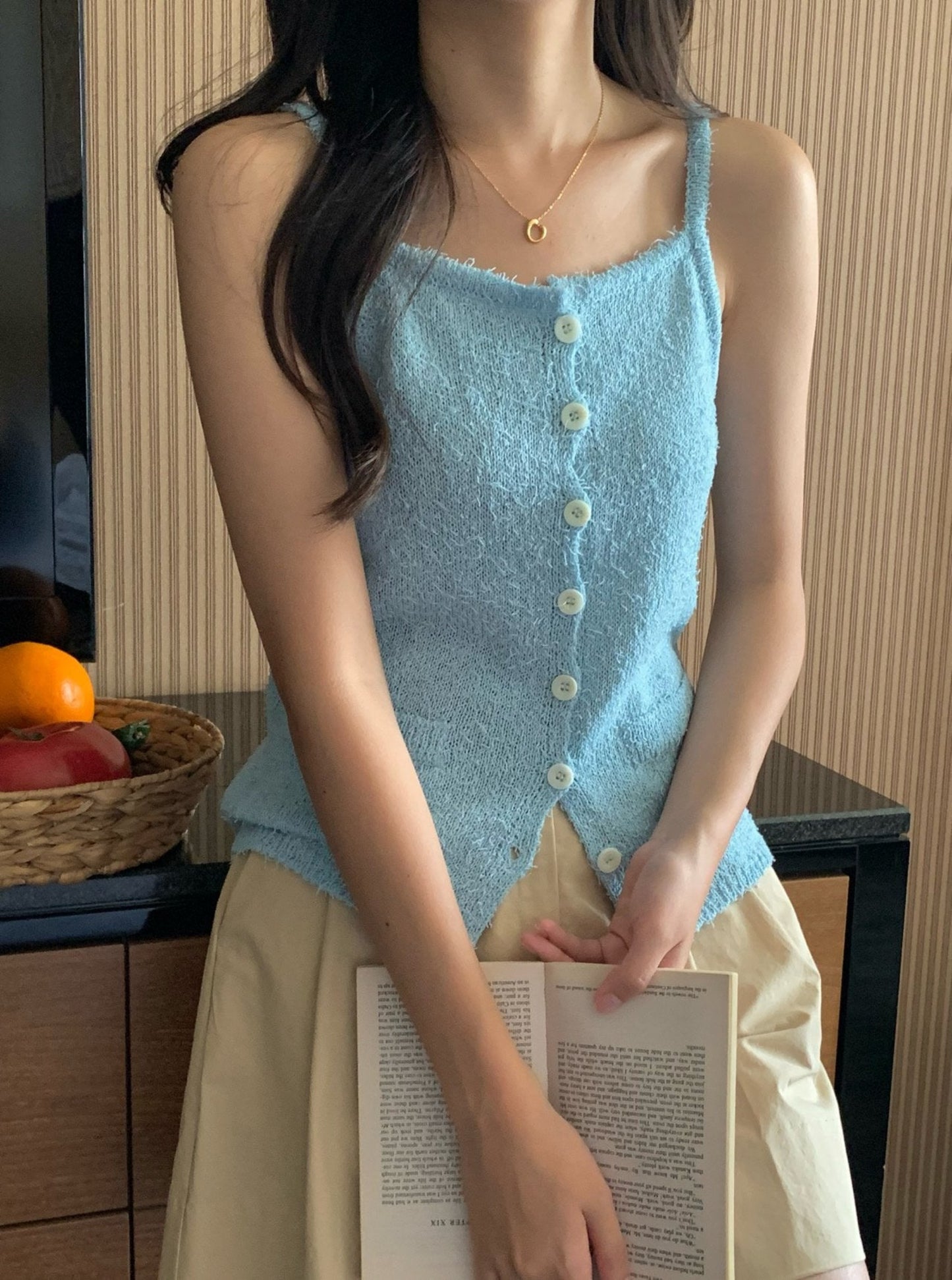Button Bustier Knit Cami