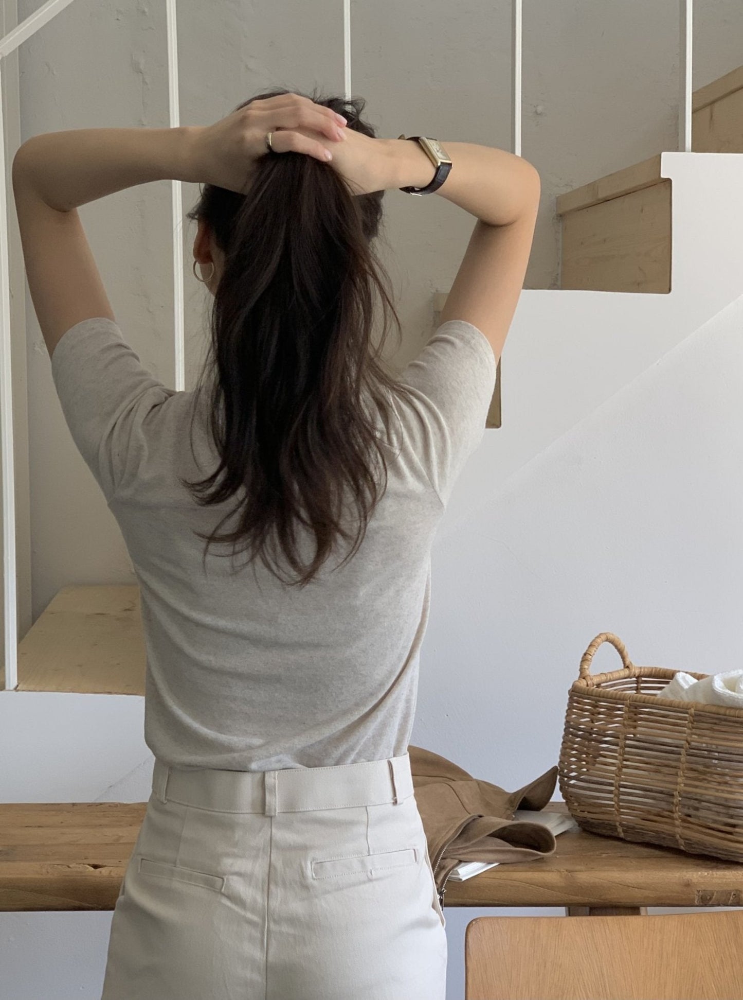 Mock Neck Short Sleeve Knit Top