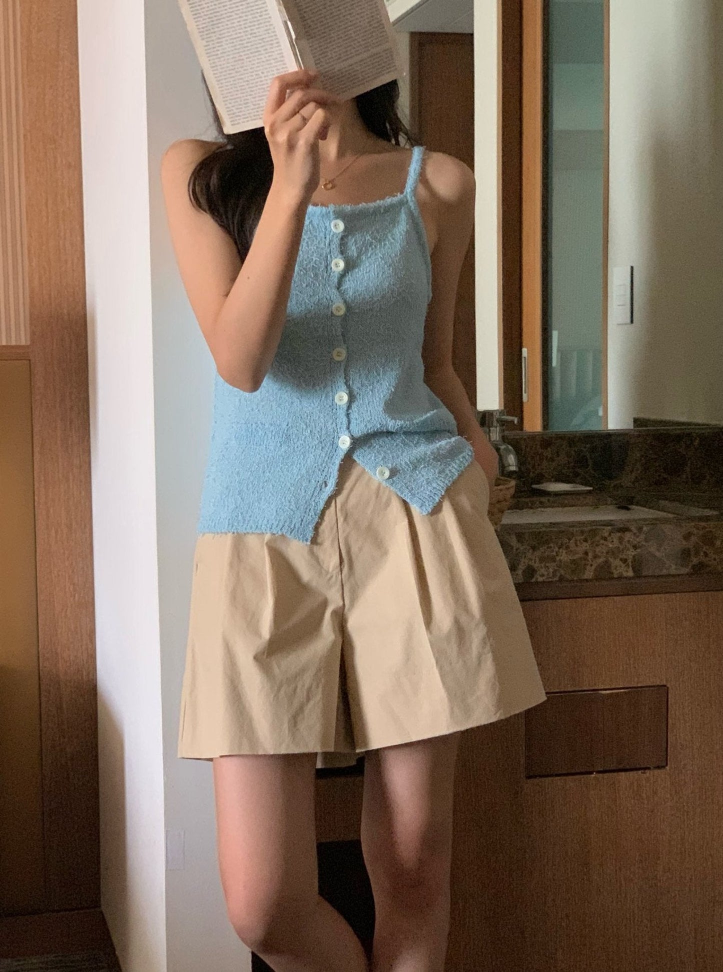 Button Bustier Knit Cami