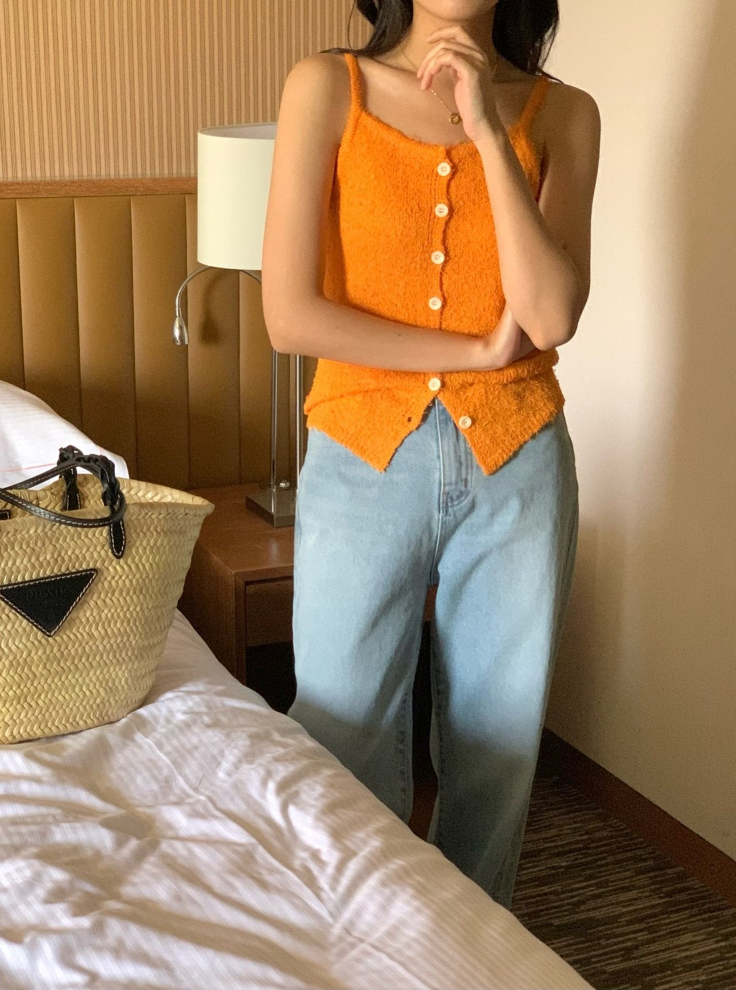 Button Bustier Knit Cami