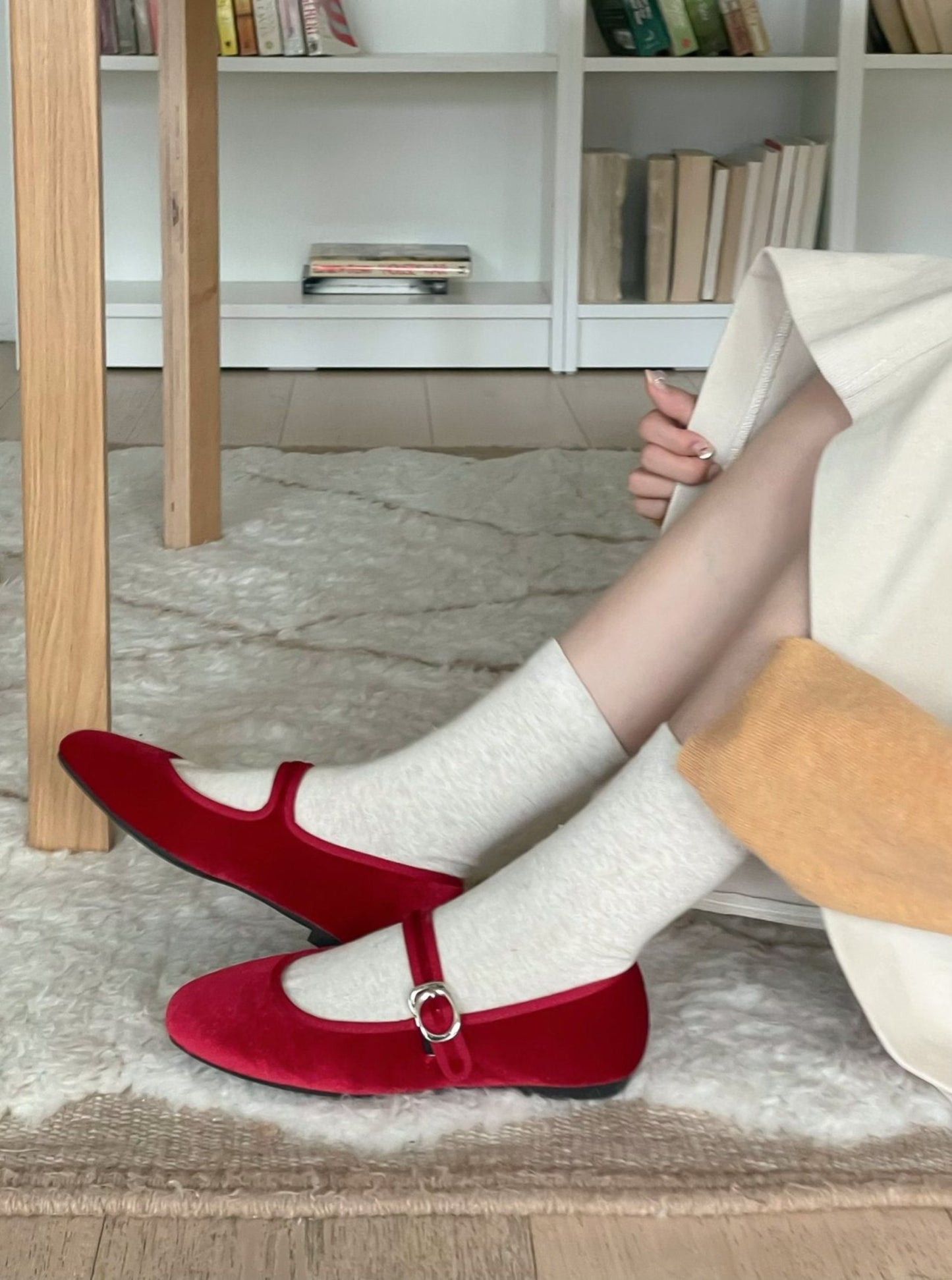 Mary Jane Velvet Flats