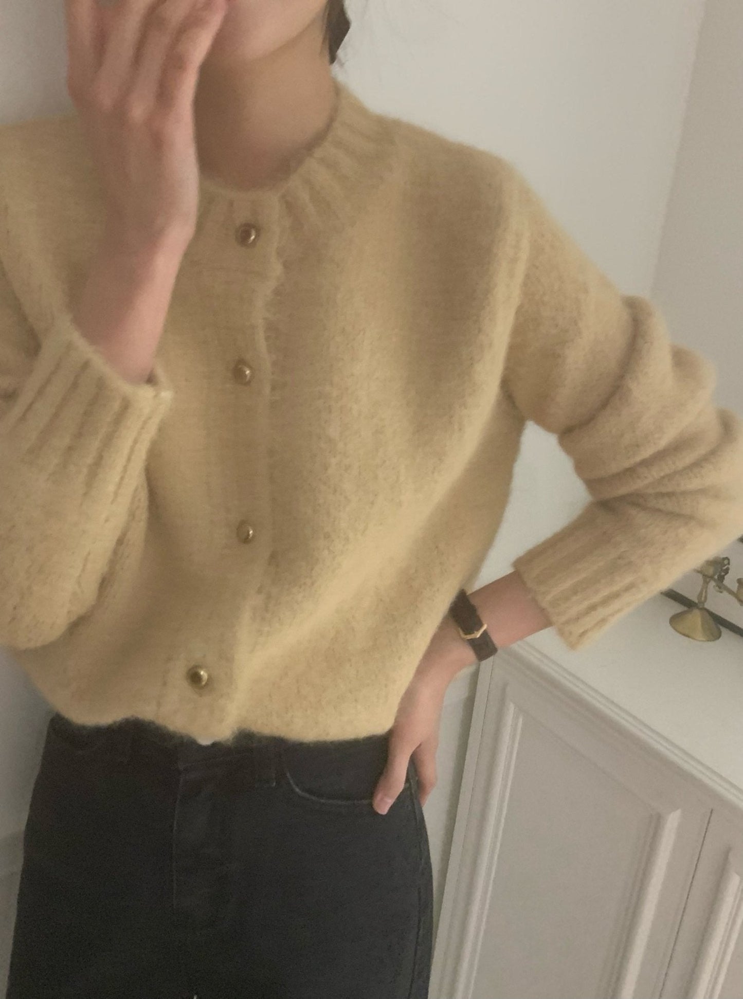 Gold Button Wool Cardigan