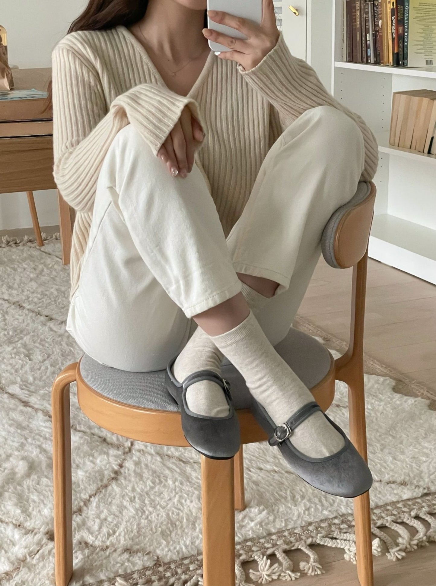 Mary Jane Velvet Flats