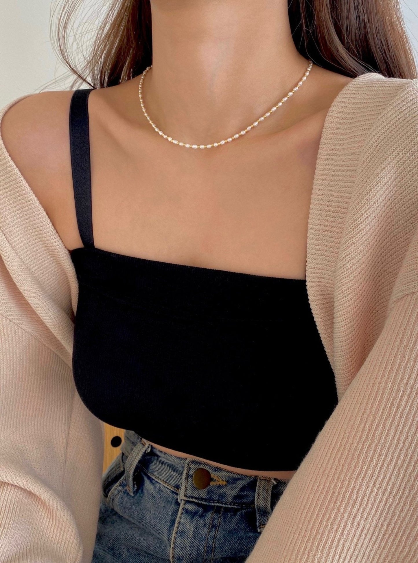 925 Silver Pearl Mixed  Necklace