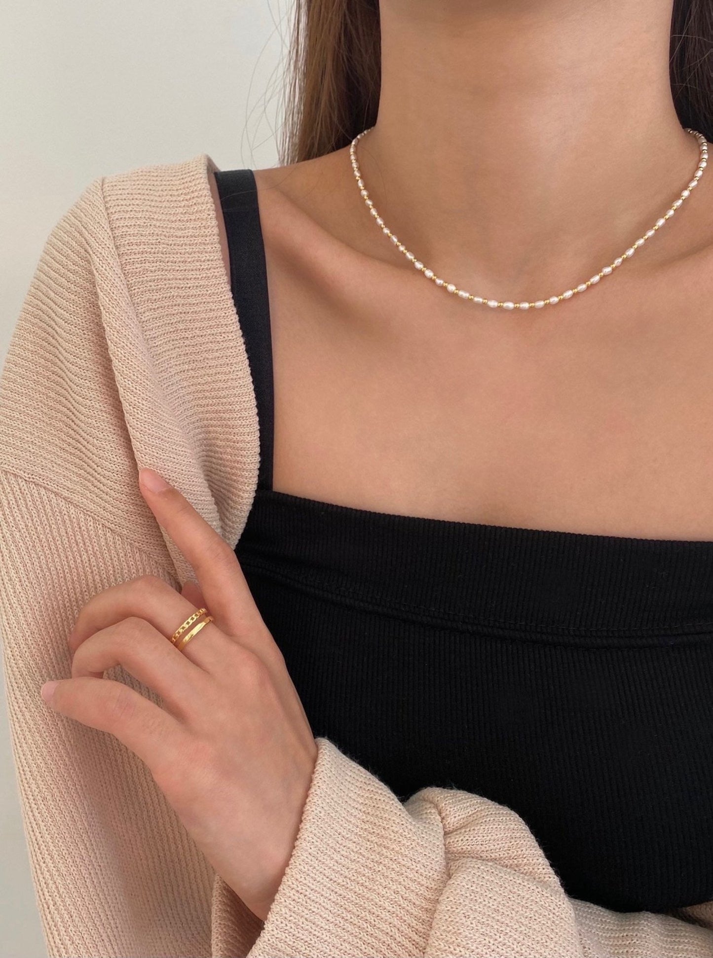 925 Silver Pearl Mixed  Necklace