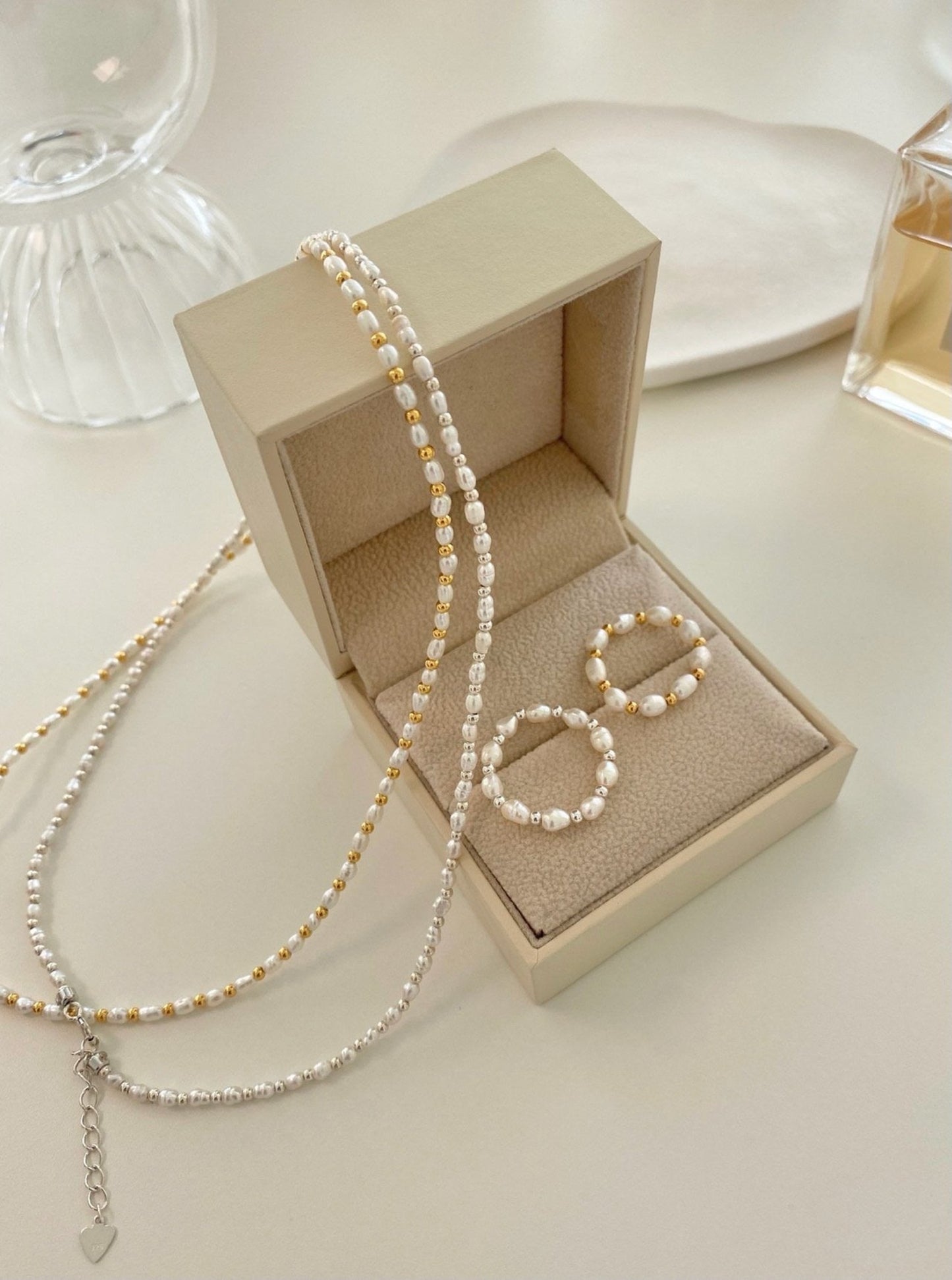 925 Silver Pearl Mixed  Necklace