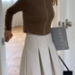 Pleats Leather Midi Skirt