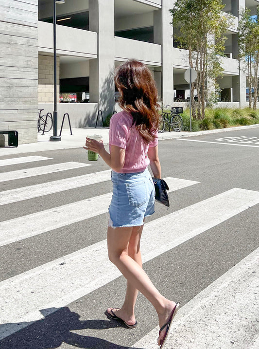 Cable Knit Cropped Tee