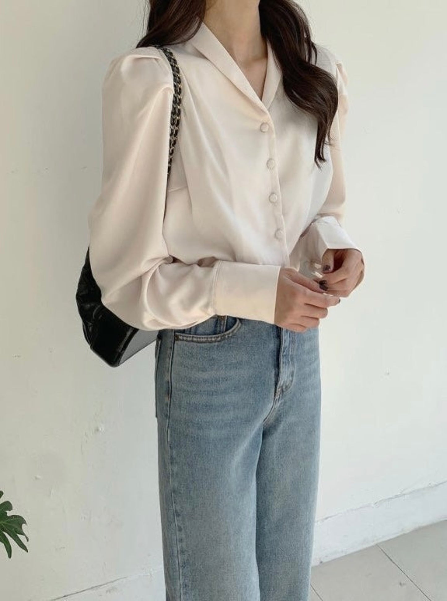 Puff Sleeve Satin Blouse