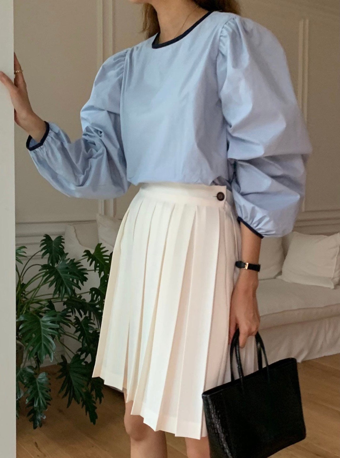 Puff Sleeve Tie Blouse
