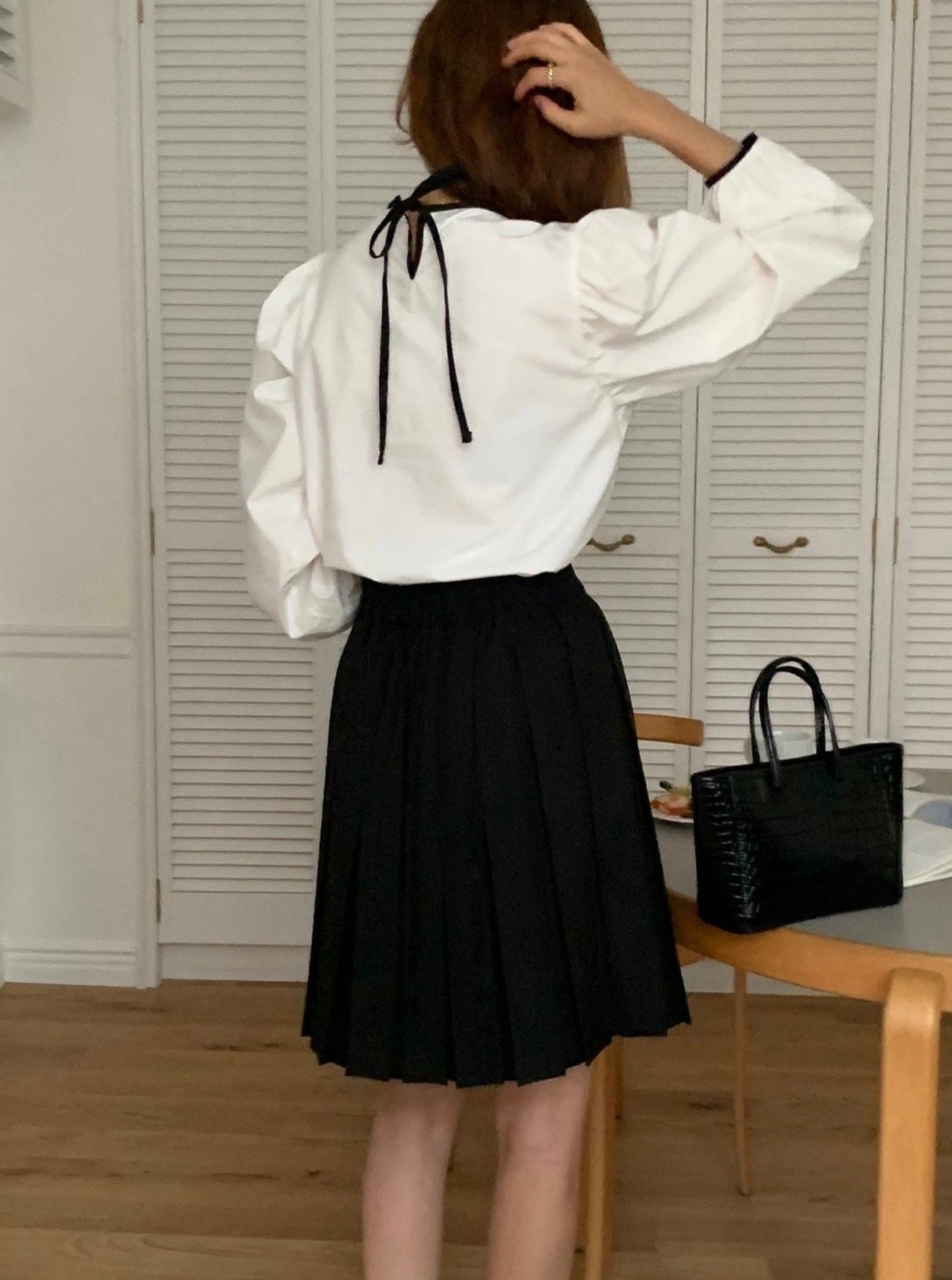 Puff Sleeve Tie Blouse