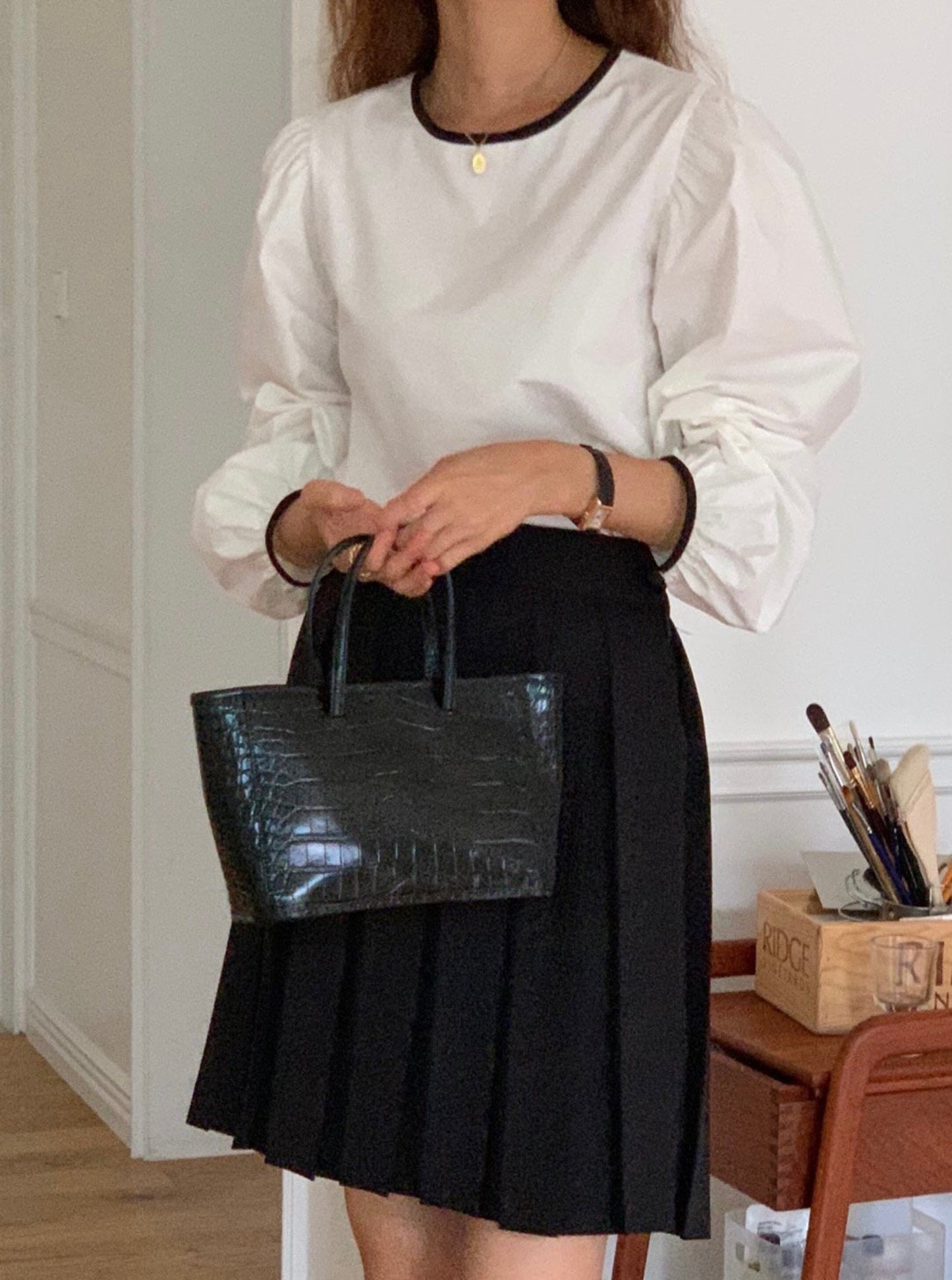 Puff Sleeve Tie Blouse