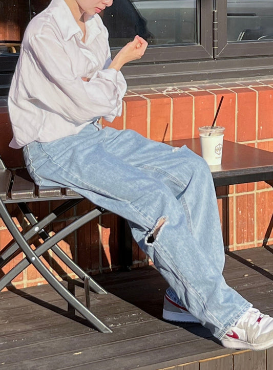 Cut Out Baggy Jeans