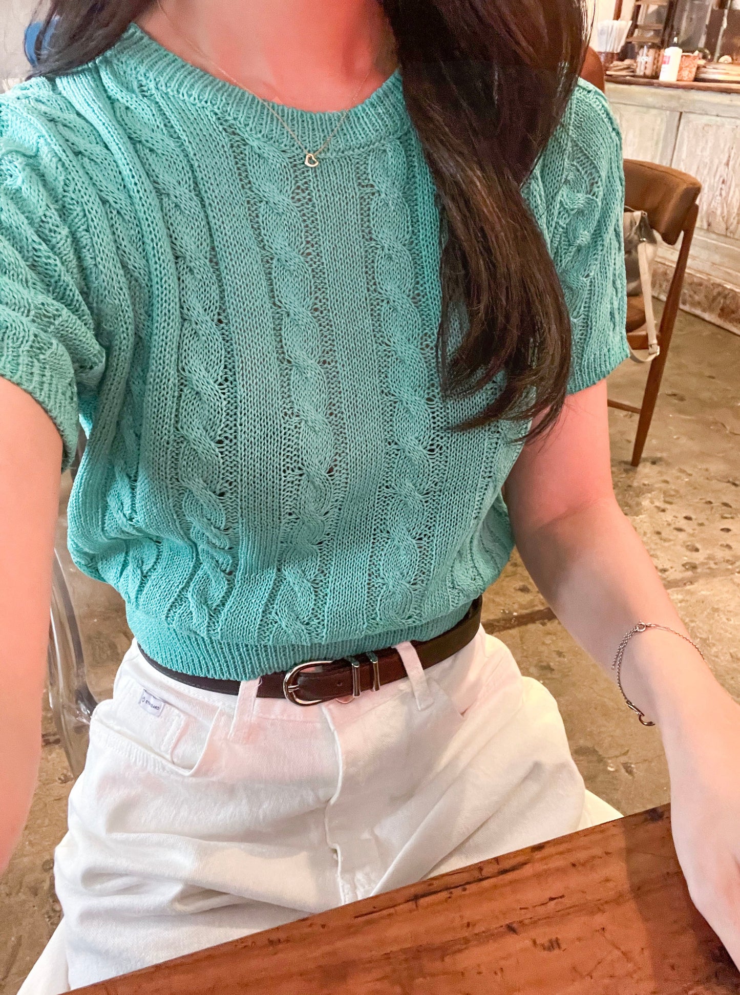 Cable Knit Cropped Tee