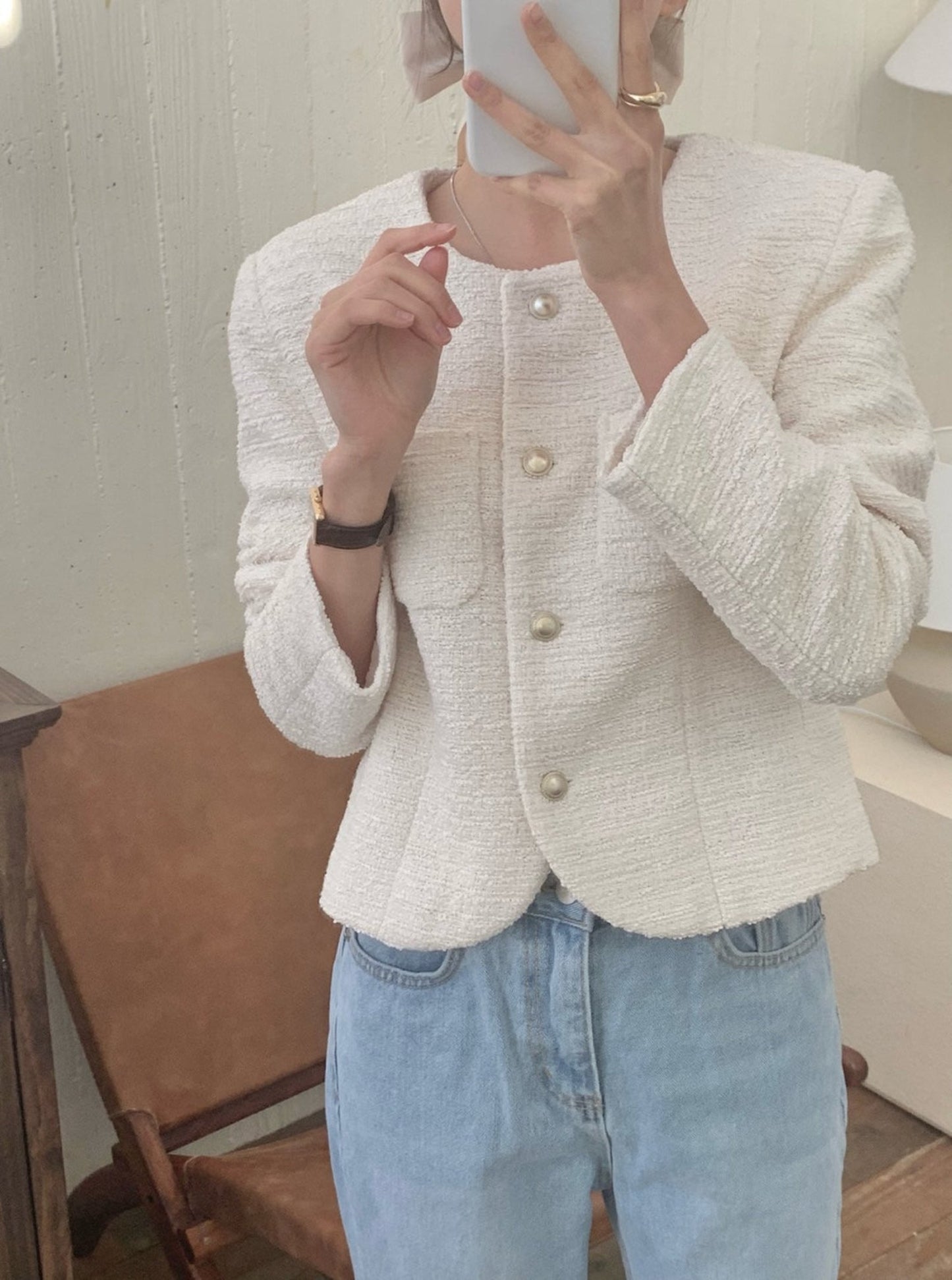 Round Tweed Jacket
