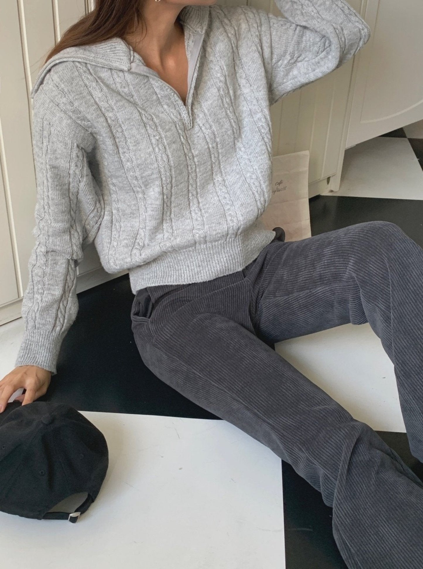 Cable Half Zip-Up Sweater