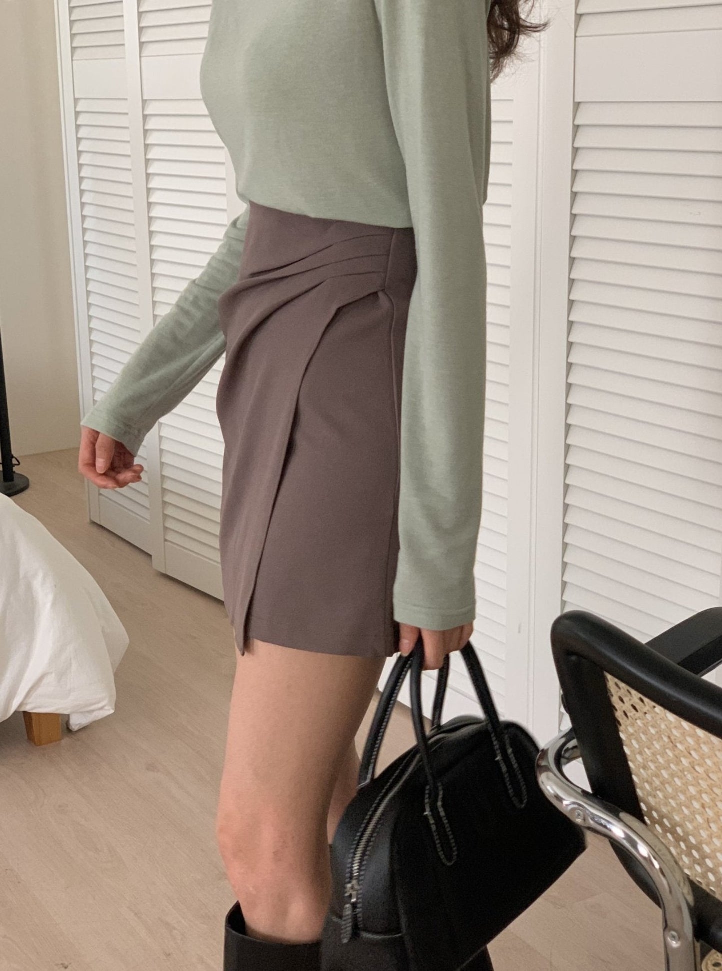 Pleats Wrap Skirt