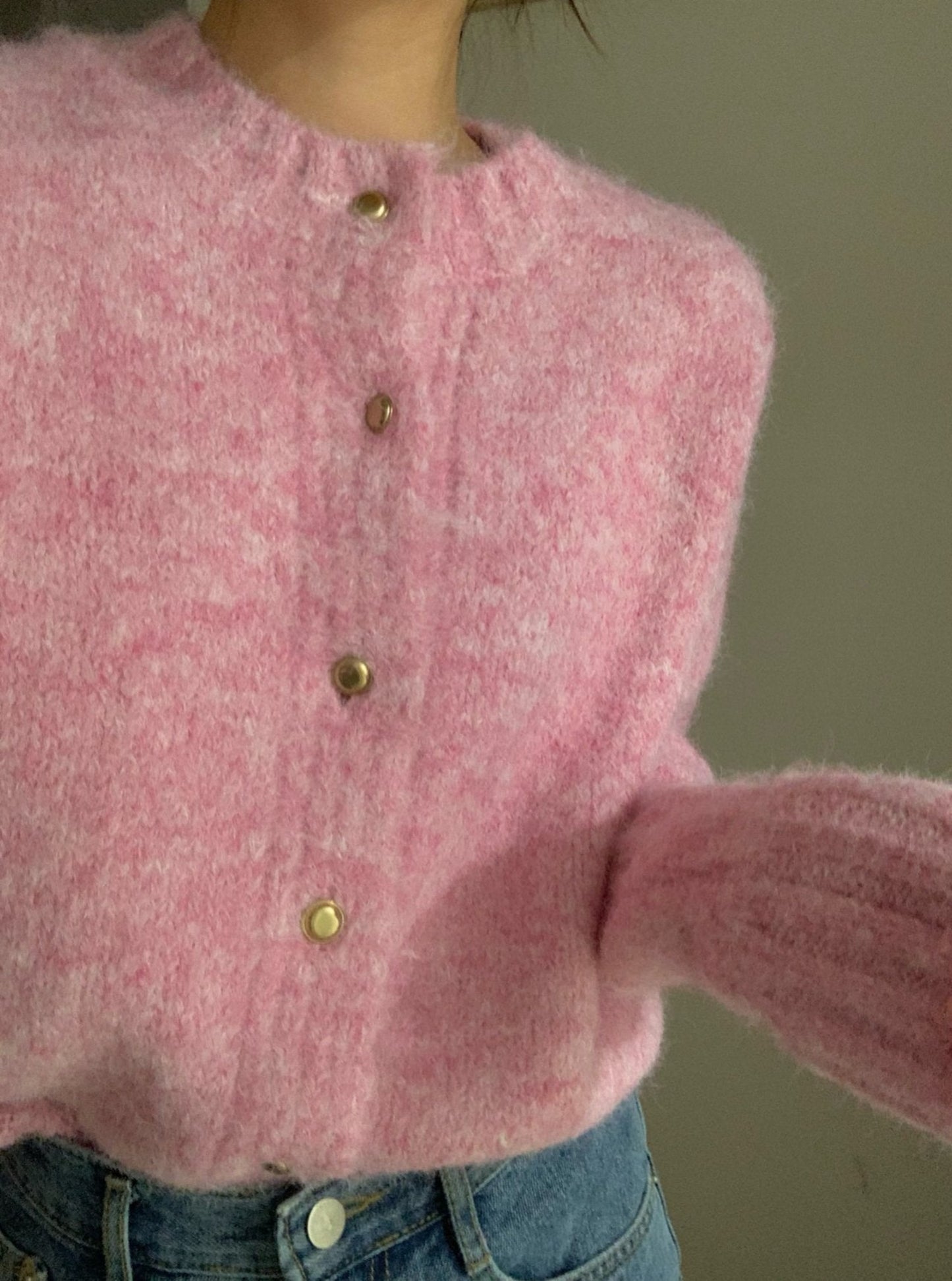 Gold Button Wool Cardigan