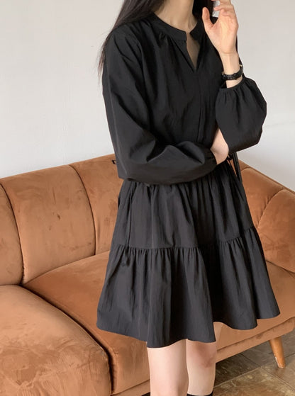 String Tiered Shirt Dress