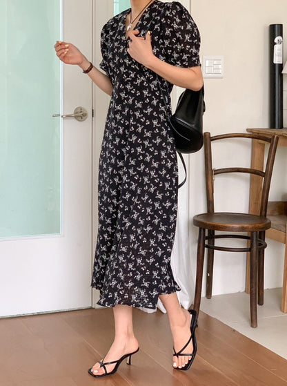 Floral Short Sleeve Midi Dress