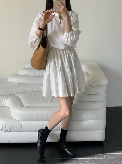 String Tiered Shirt Dress