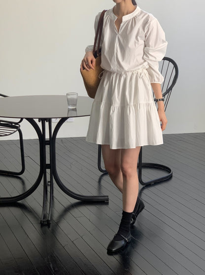 String Tiered Shirt Dress