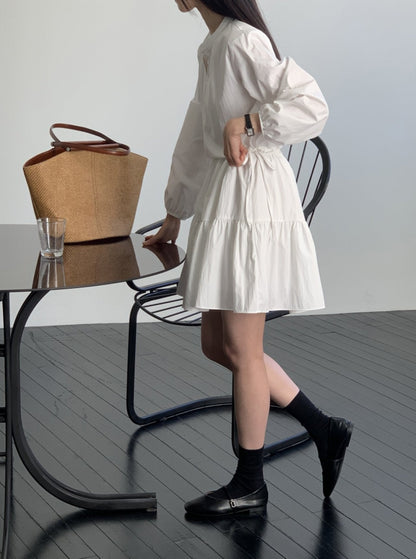 String Tiered Shirt Dress