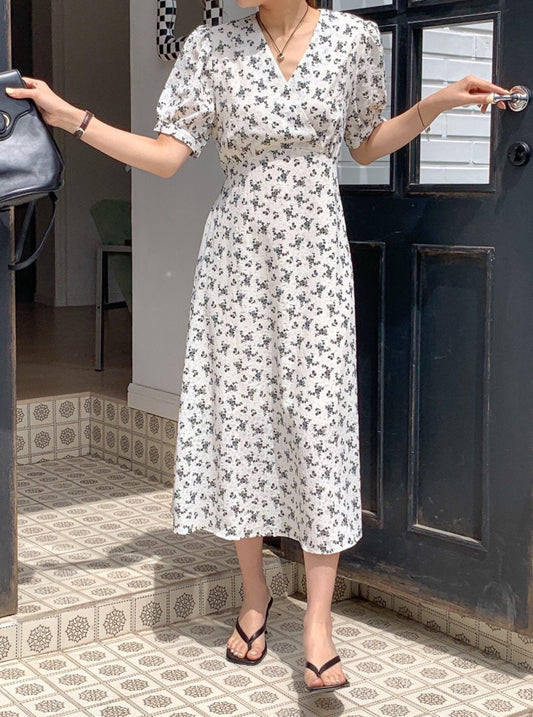 Floral Short Sleeve Midi Dress