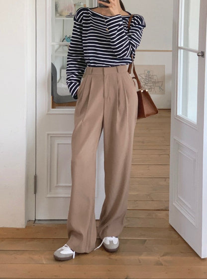 High Waisted Pleated Wide Trouser